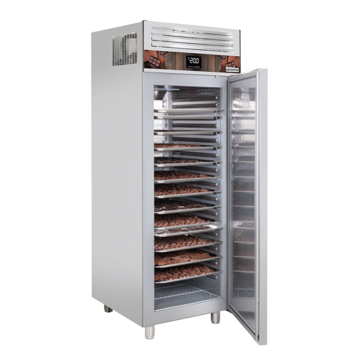 Armoire à chocolat réfrigérée positive Inox AISI 304 PREMIUM - GN 2/1 - 700 L - avec 1 porte & 4 grilles GN 2/1