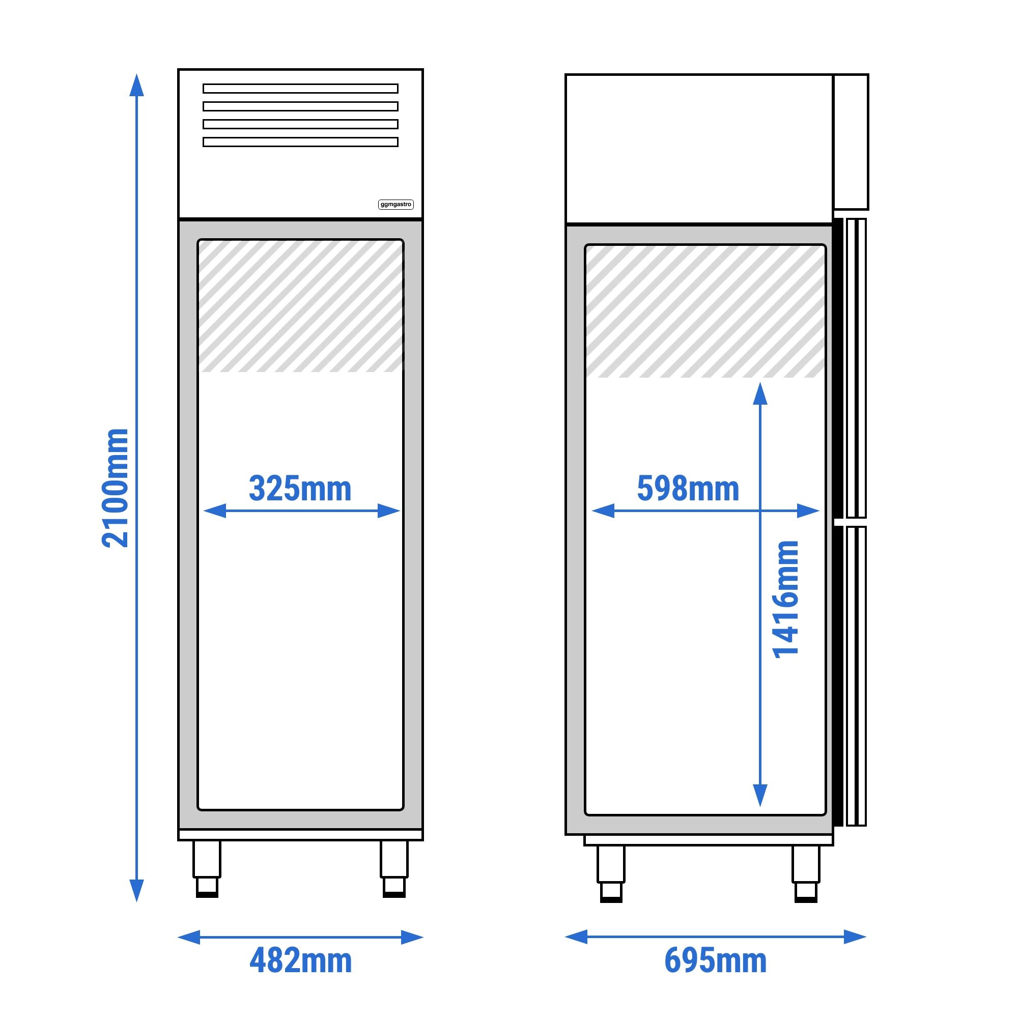 Armoire réfrigérée négative en acier inoxydable PREMIUM PLUS – GN 1/1 – 325 litres – avec 2 demi-portes en inox