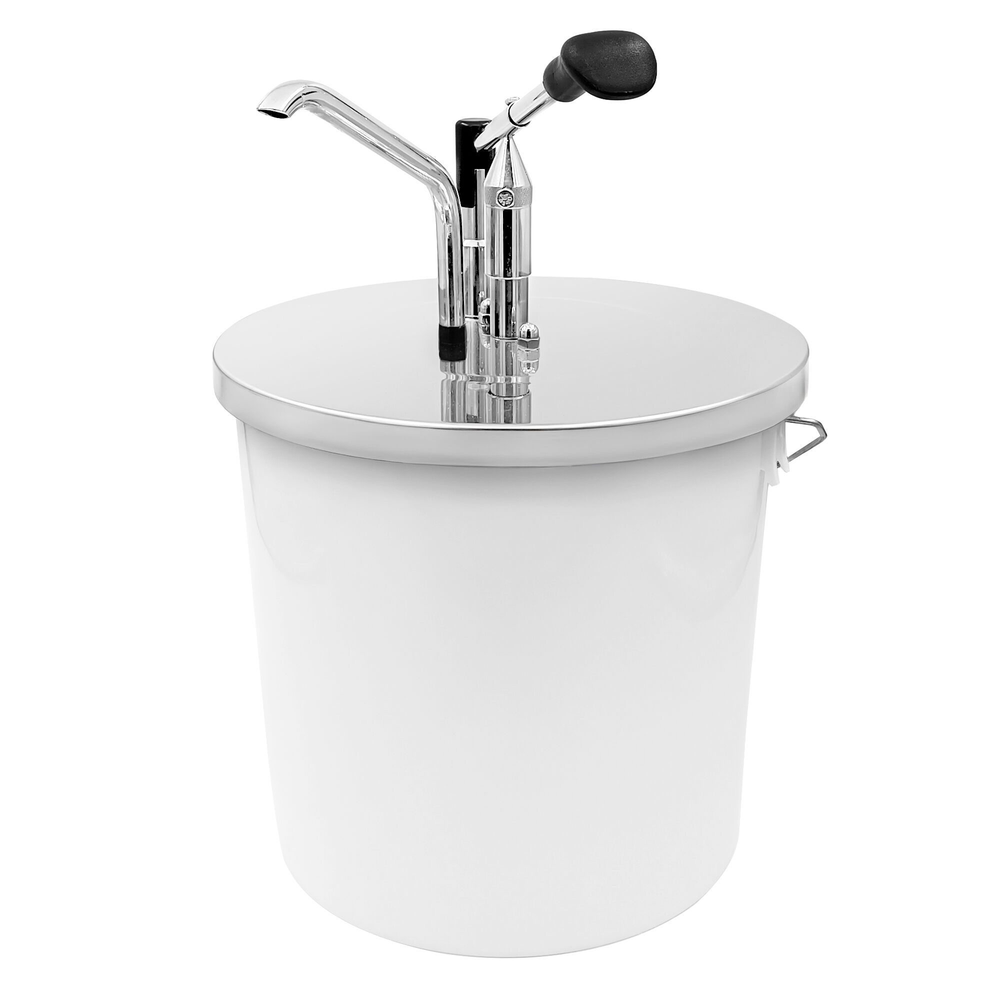 Pompe à sauce - 10L - à levier - dosage réglable - compatible avec seau 10L - acier inoxydable - 267x410mm