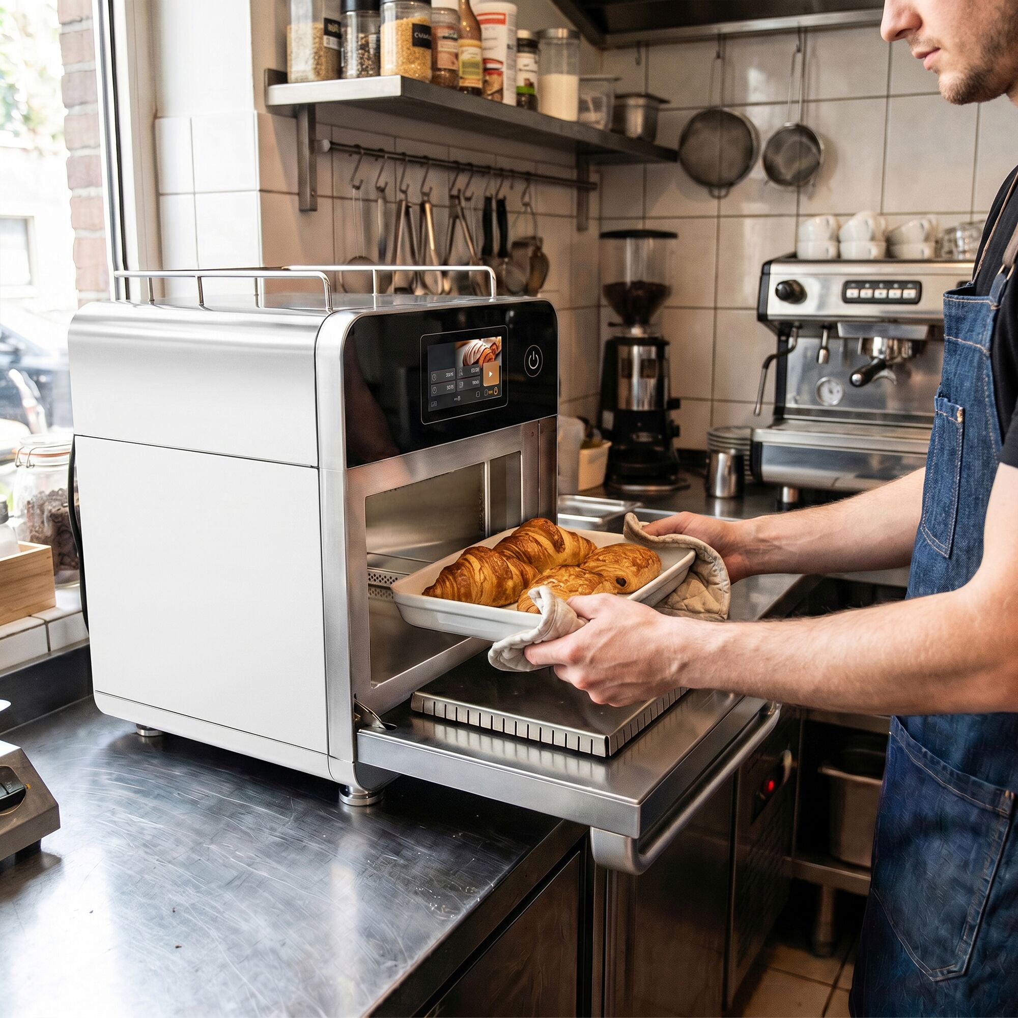 Speedofen - 3,5 kW - Silber - mit Heißluft & Mikrowellenfunktion - 18 Liter - 7-Zoll-Touchscreen