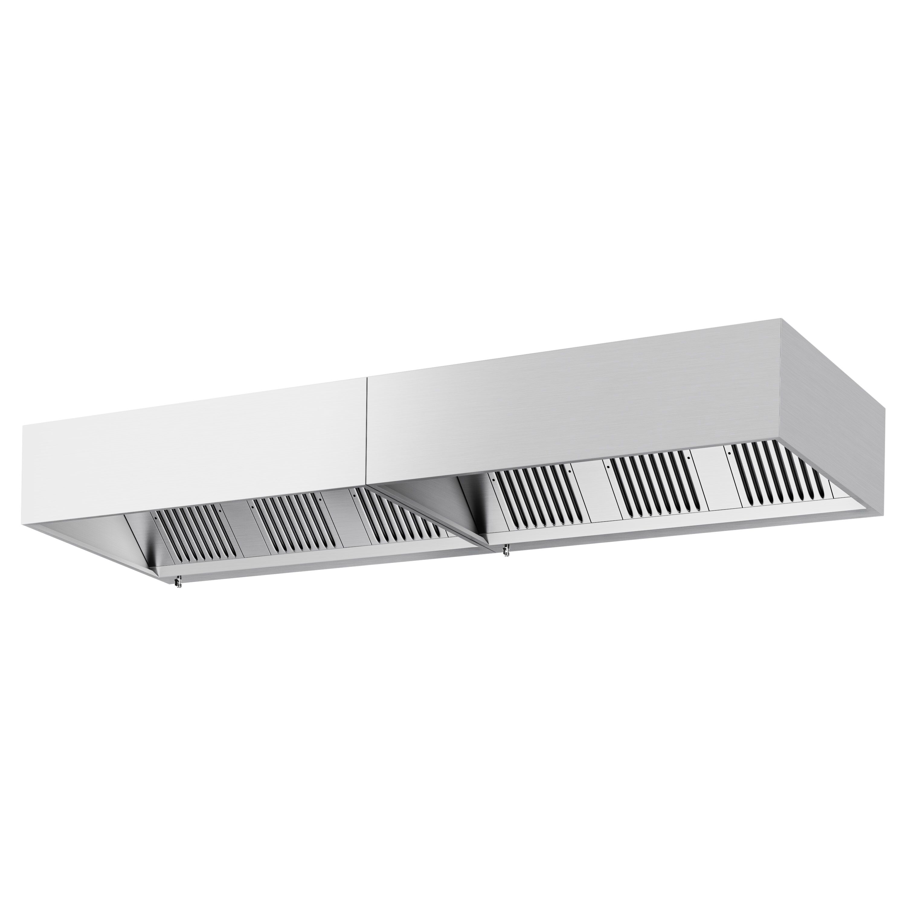 Hotte à adosser professionnelle - Profondeur 1100 - 3600mm - sans moteur - avec filtres et éclairage