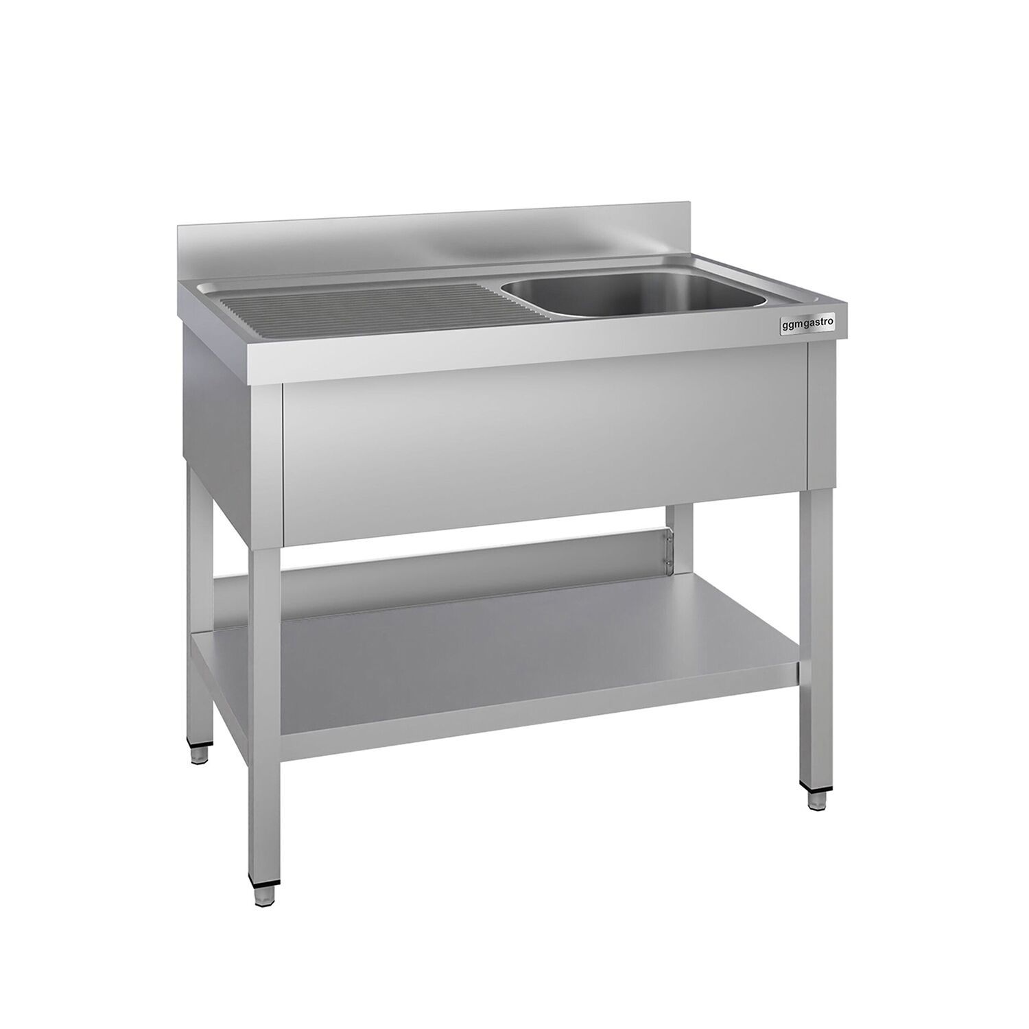 Plonge en inox ECO - 1000x700mm - avec étagère basse - 1 bac à droite