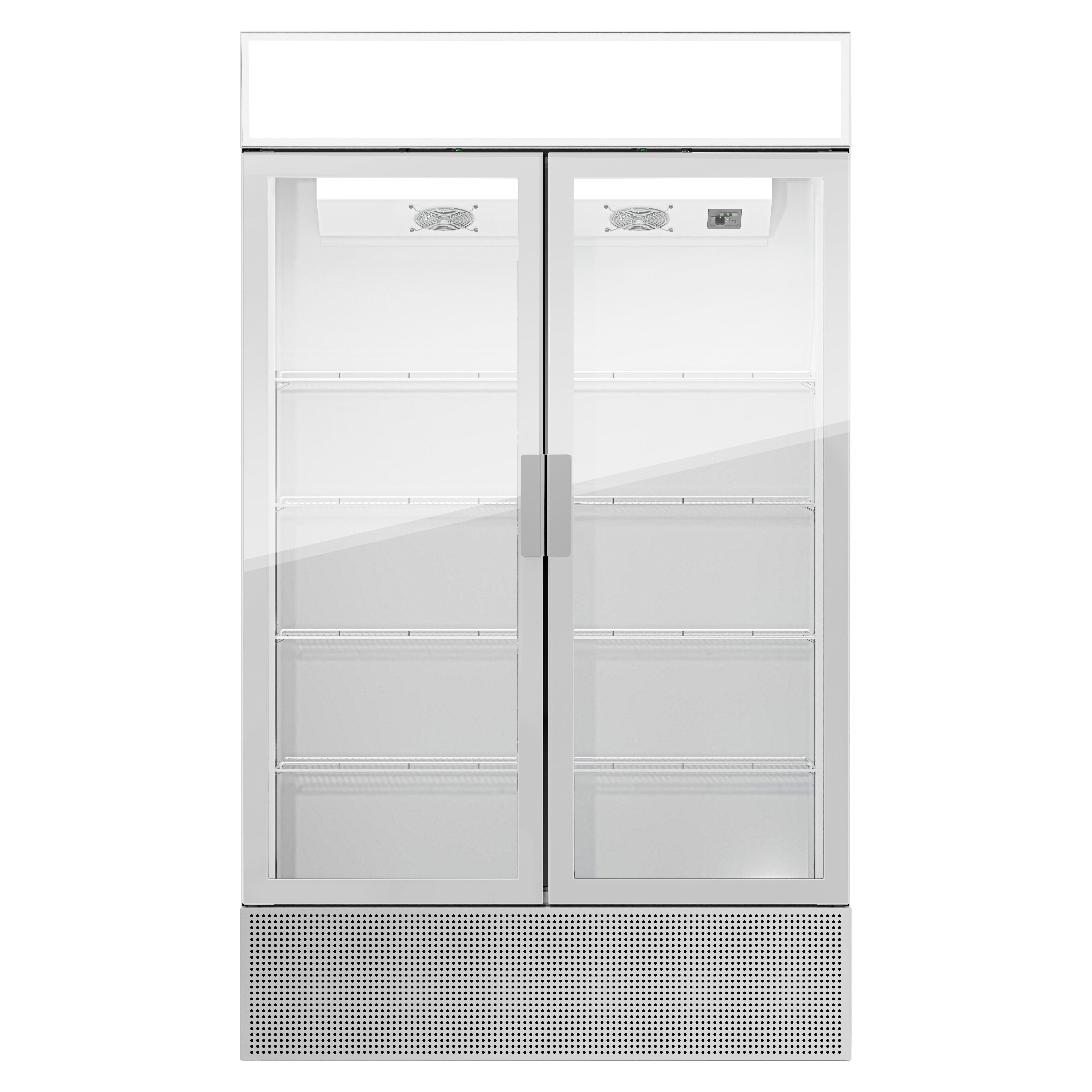 (3 pcs) Commercial Upright Glass Door Display Fridge - 3600mm - 3600 Litres - with 6 hinged glass doors - LED lighting - Temperature range 1 to 10 °C - Grey