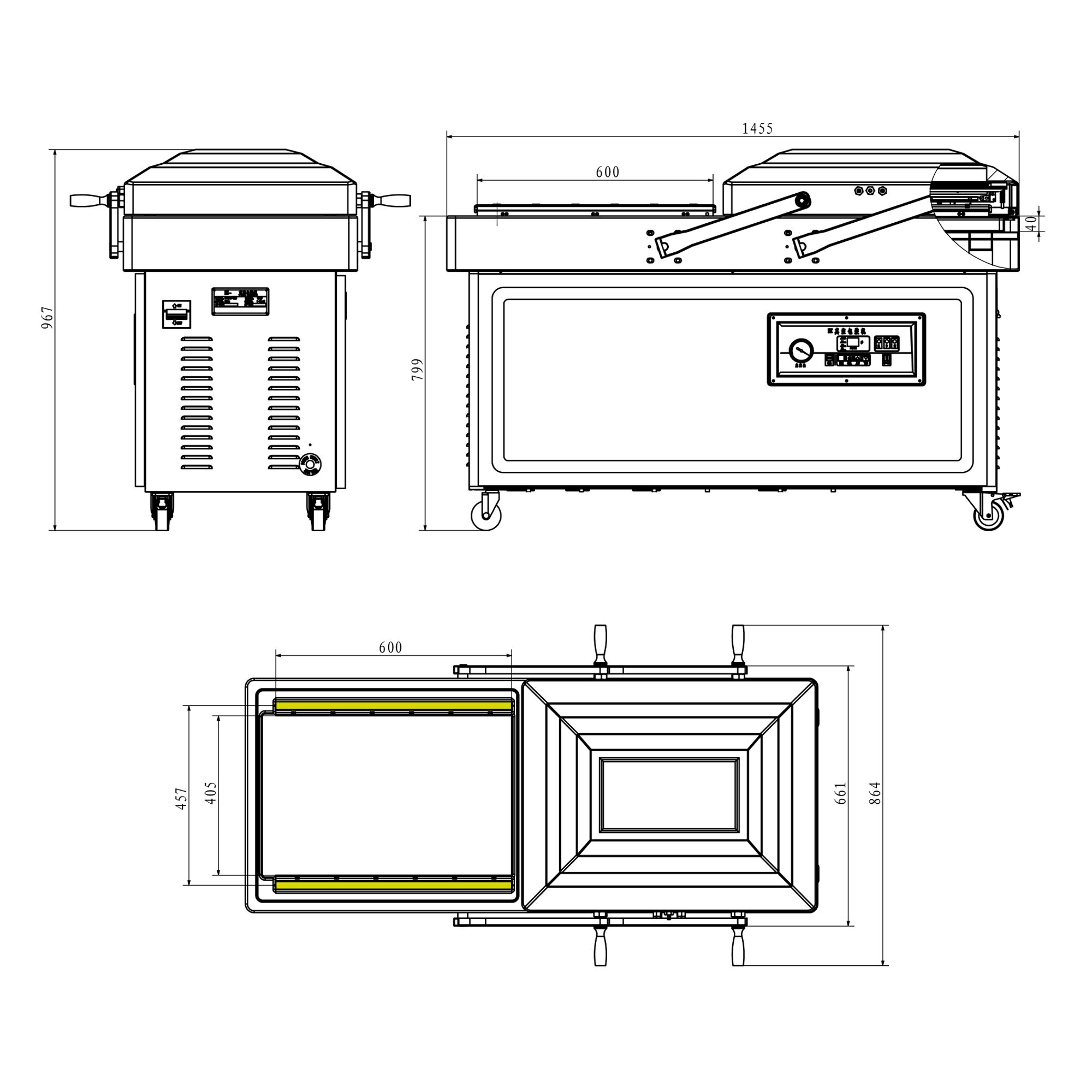 Machine sous vide à double cloche – 3 × 20 m³/h – 3 × 750 watts