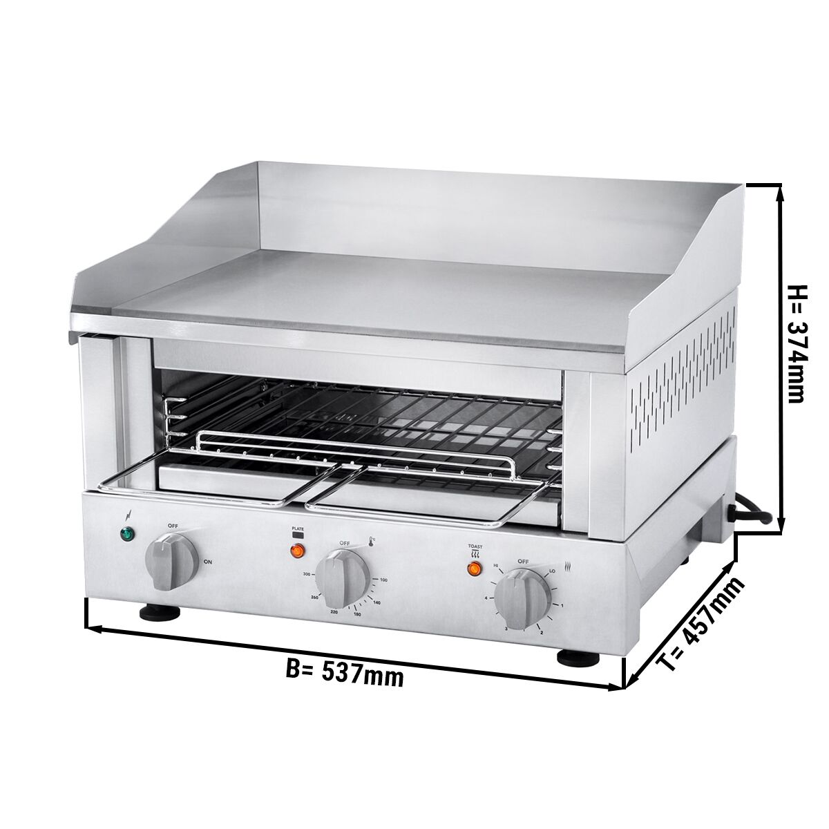ROBAND | Industrial Griddle Toaster & Salamander Grill - 3.3 kW - 80-280°C - 230 V
