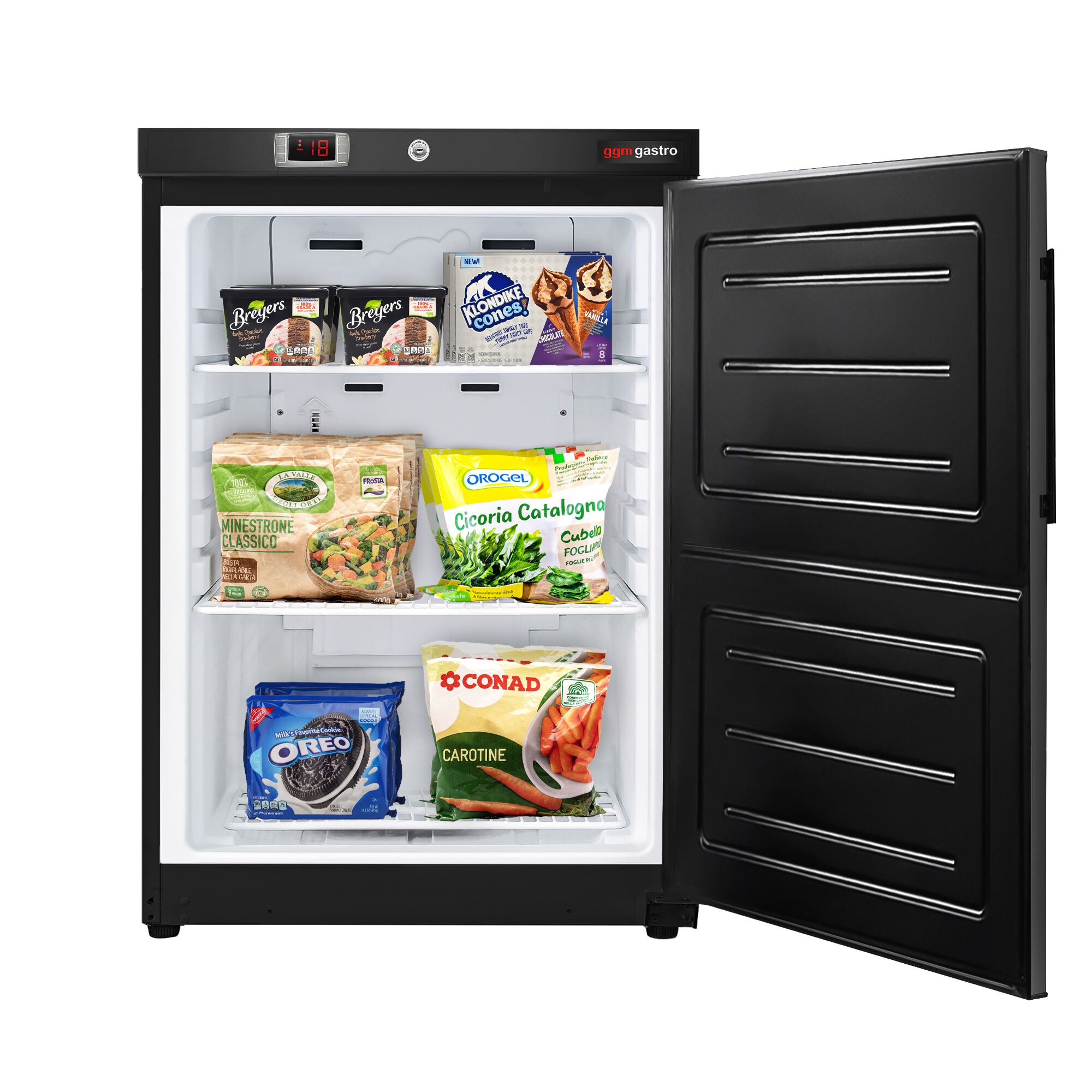 Mini congélateur de stockage ECO – 200 litres – avec 1 porte – intérieur de la porte en plastique – Noir