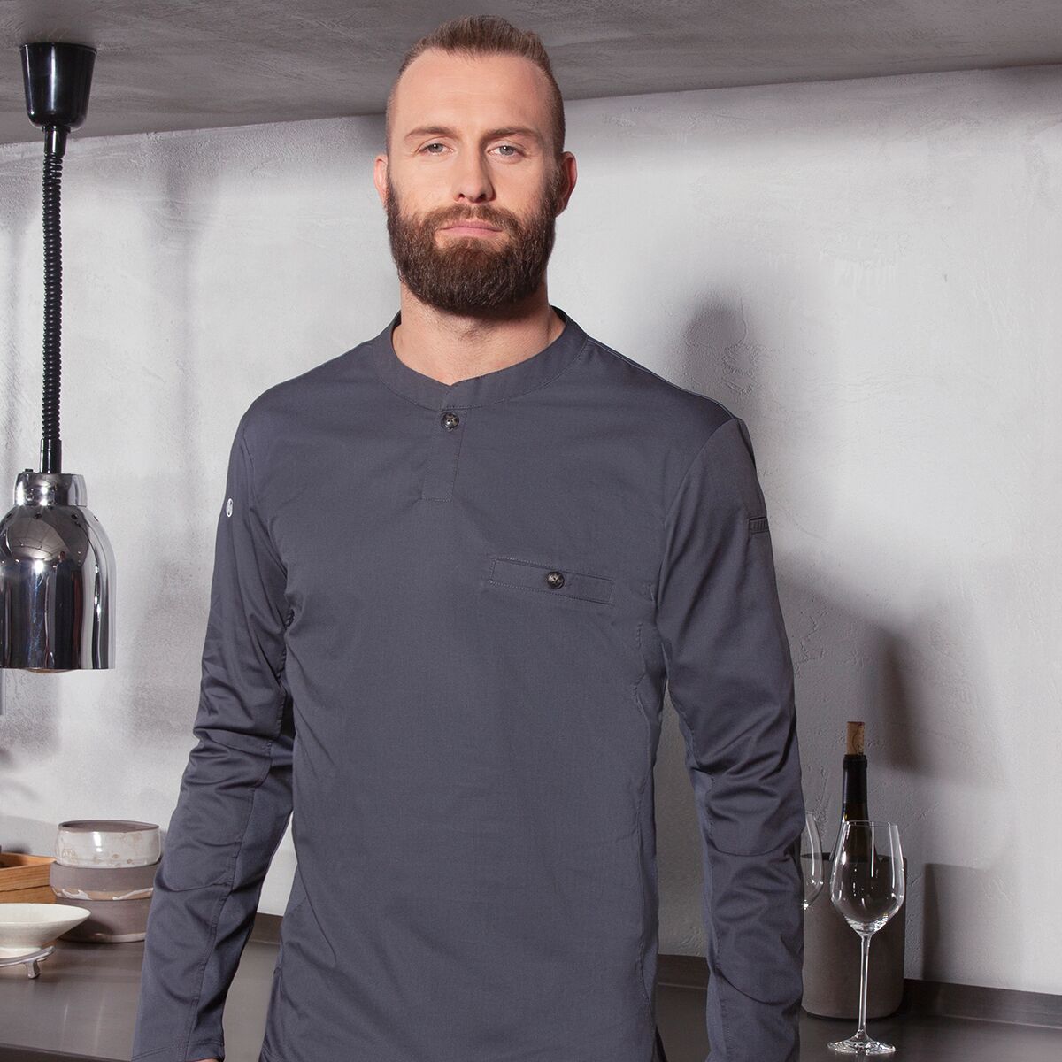 (6 pièces) KARLOWSKY | Chemise de travail manches longues homme Performance - Anthracite - Taille : 3XL