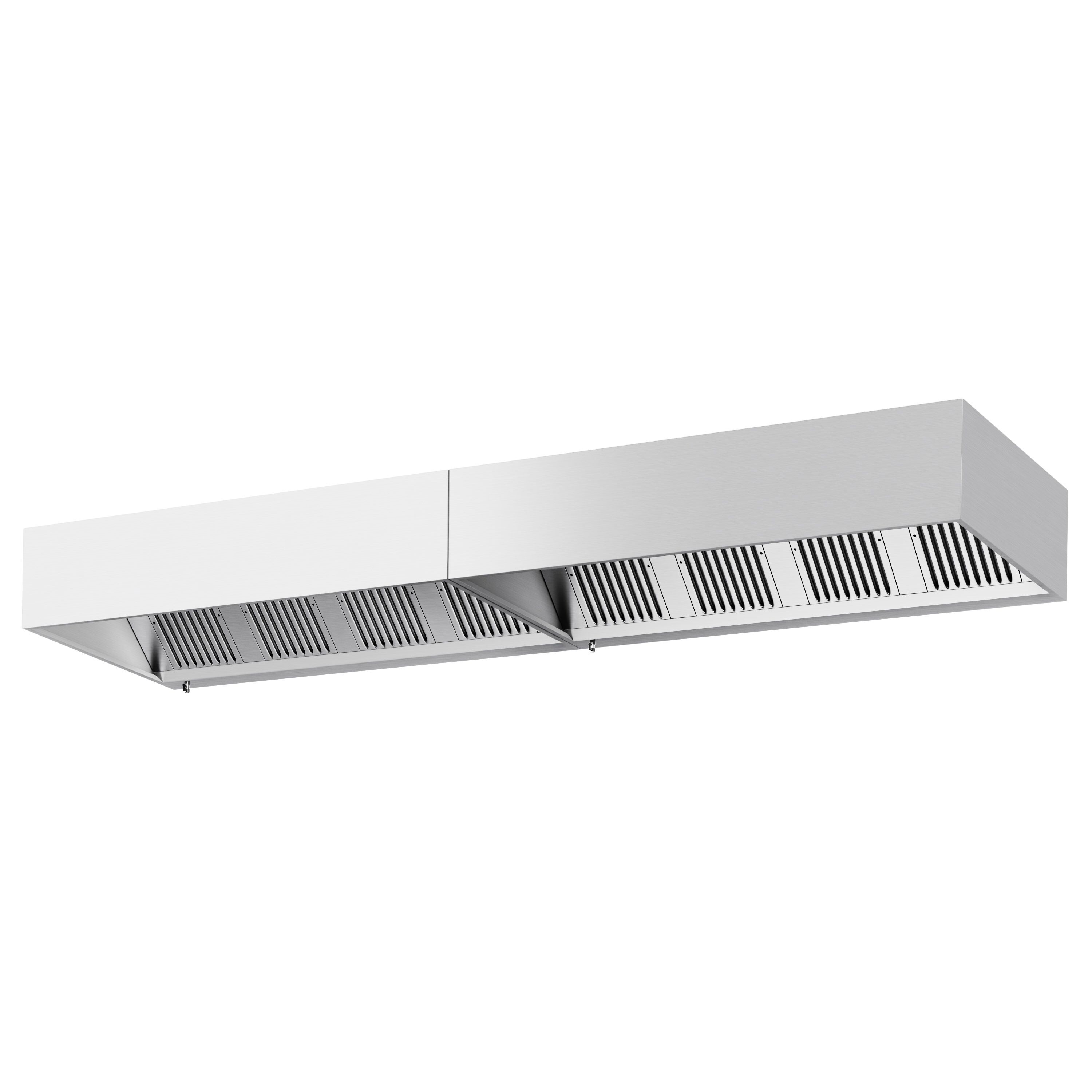 Hotte à adosser professionnelle - Profondeur 1100 - 4400mm - sans moteur - avec filtres et éclairage