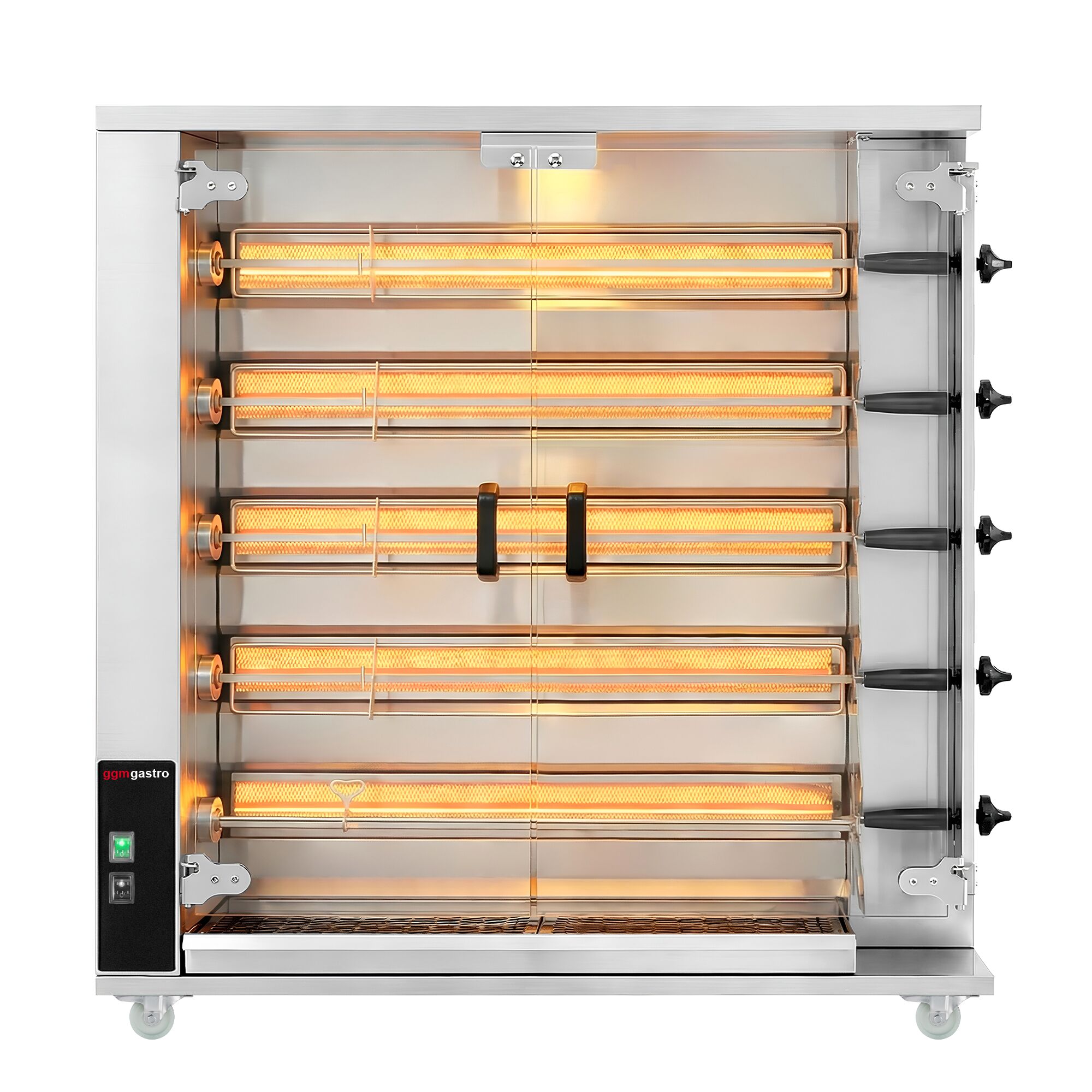 Gaz Rôtissoire à poulets Verticale - 5 broches - avec pour jusqu’à 25 poulets - 23,5kW