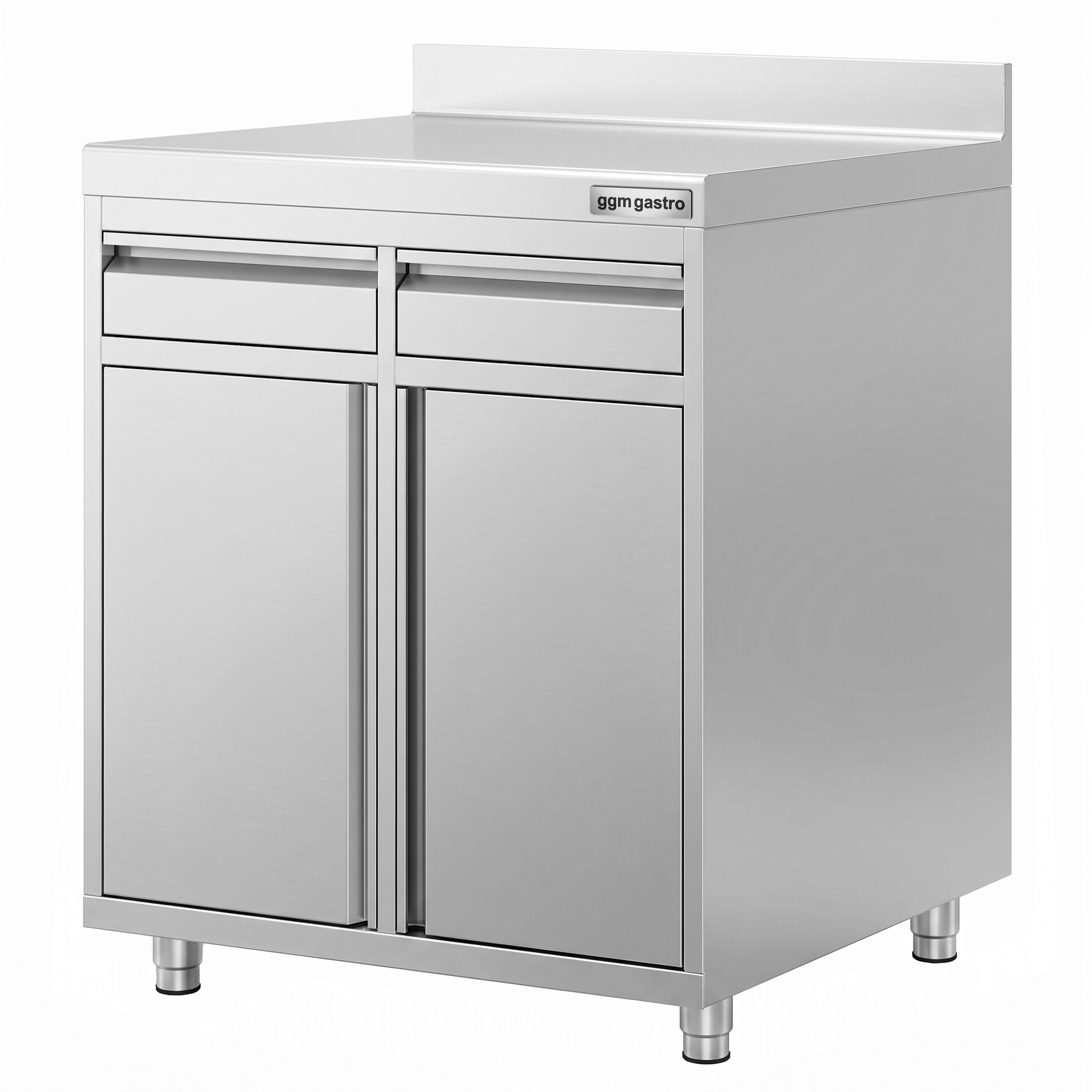 Arbetsskåp – för kaffebryggare – 1000 x 600 mm – med 2 dubbeldörrar, 2 lådor och upphöjd kant