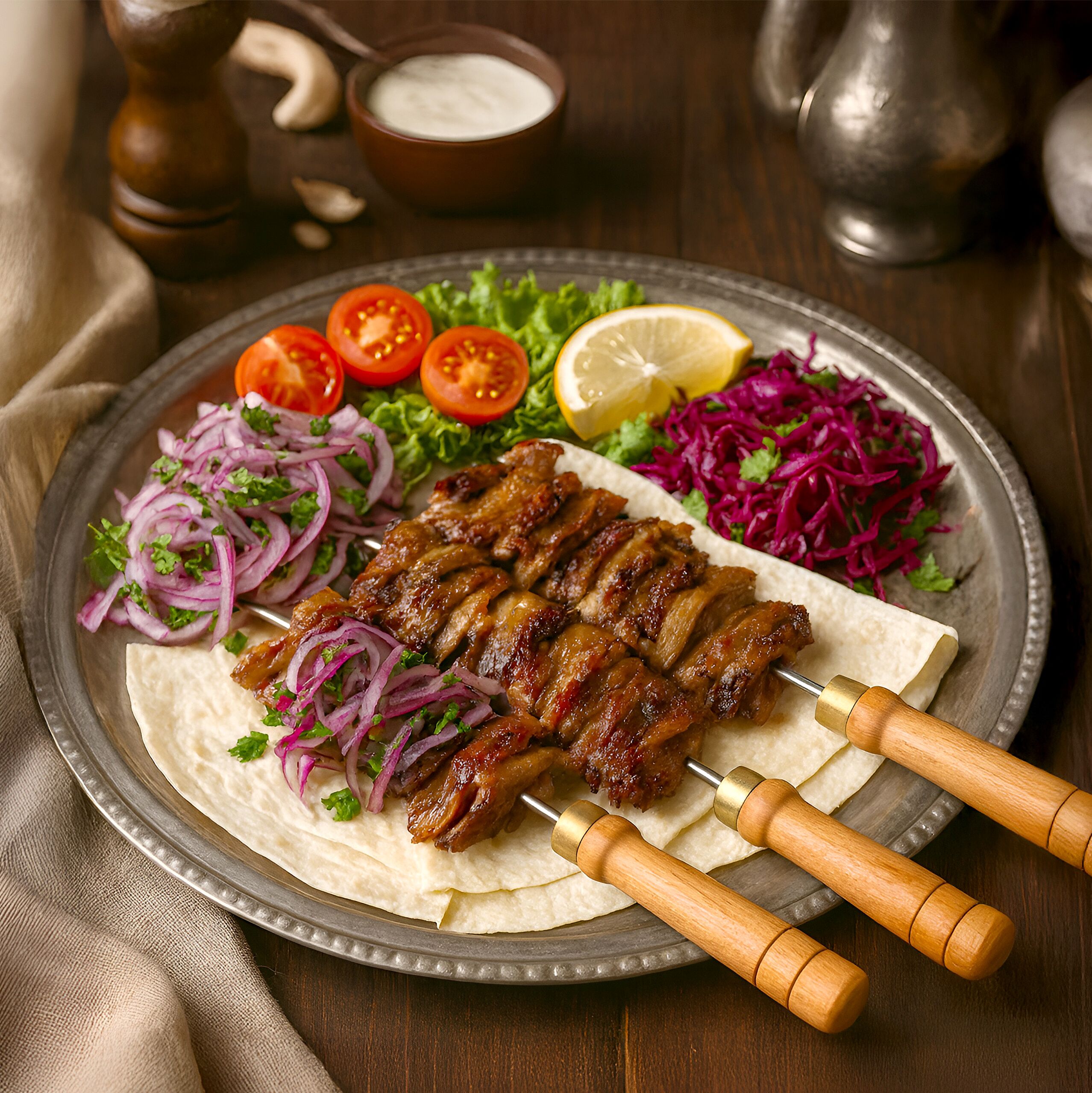Électrique Machine à kebab - 14kW - pour 85kg de viande - broche horizontale (Cağ) - sur socle