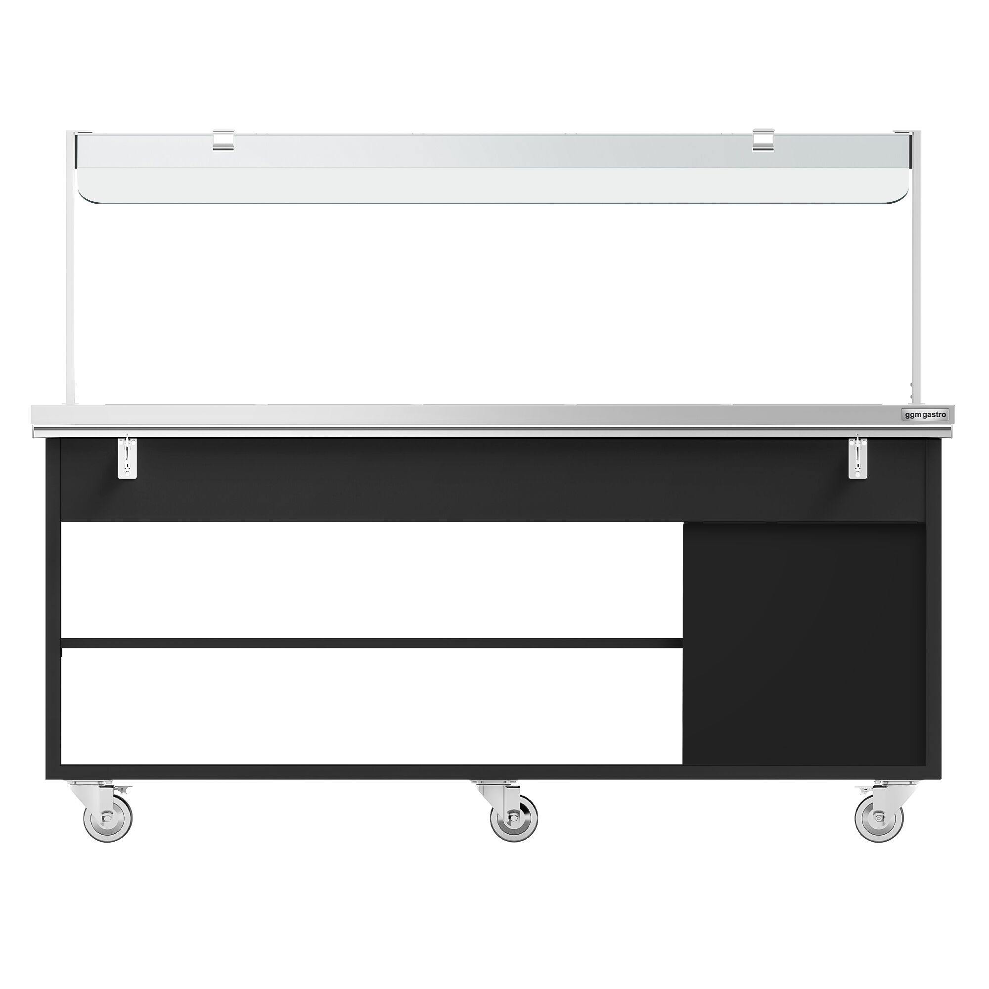 Buffet chaud DANZIG - 1900mm - 5 bacs GN 1/1 - avec Glissière pour plateaux - Noir