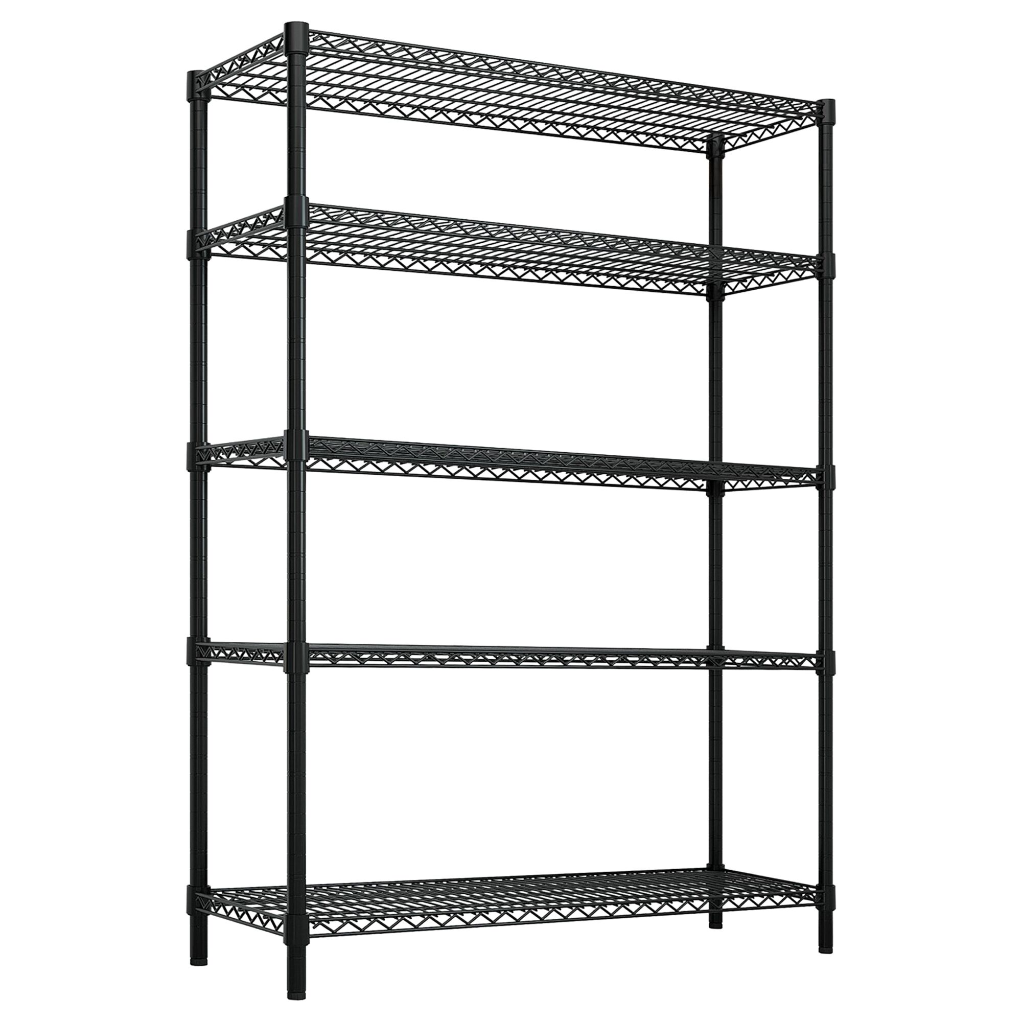 Étagère en acier - 1200 x 450 mm - 5 étagères - Noir
