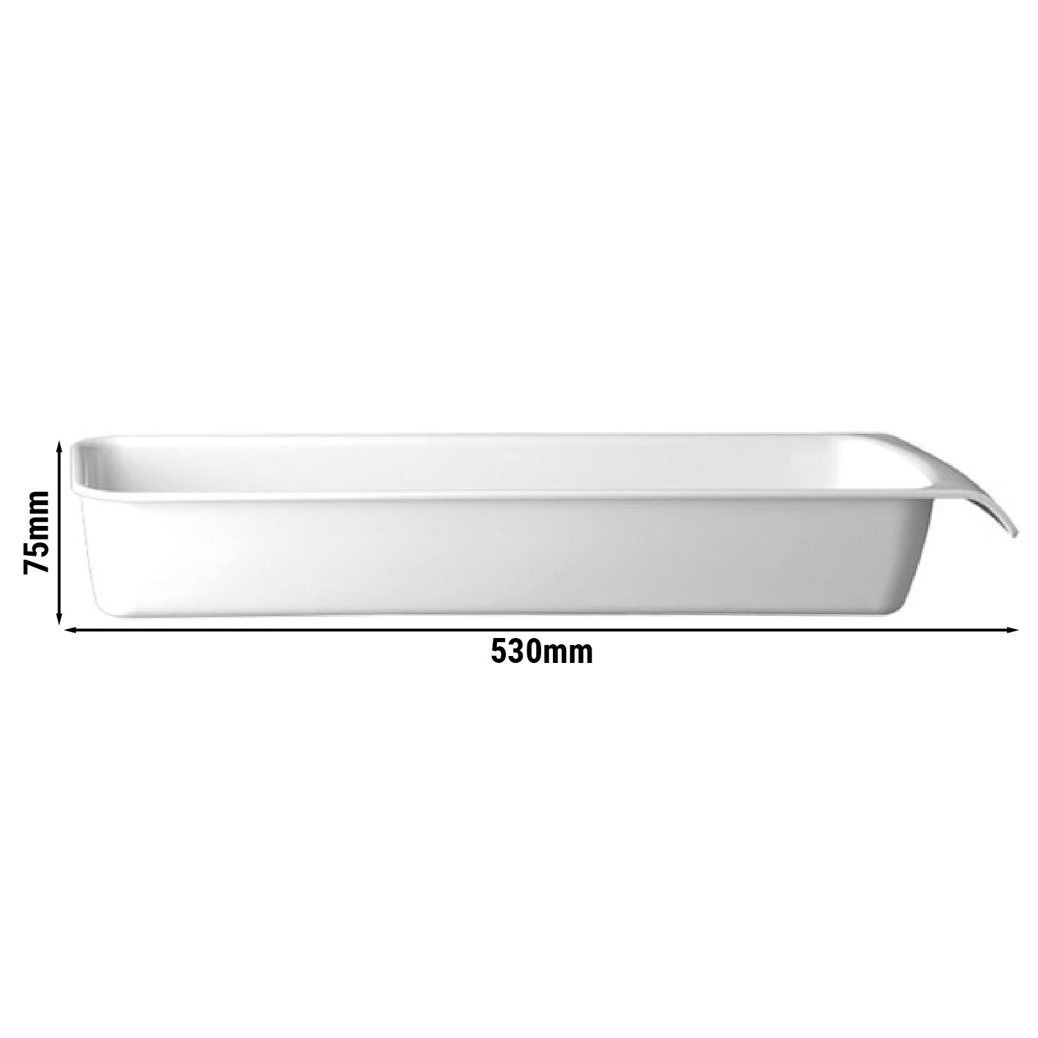 (6 pcs) Bac GN 2/4 - CASCADE - Mélamine - 3,65L - rectangulaire - 530x162mm - Profondeur : 75mm - Blanc
