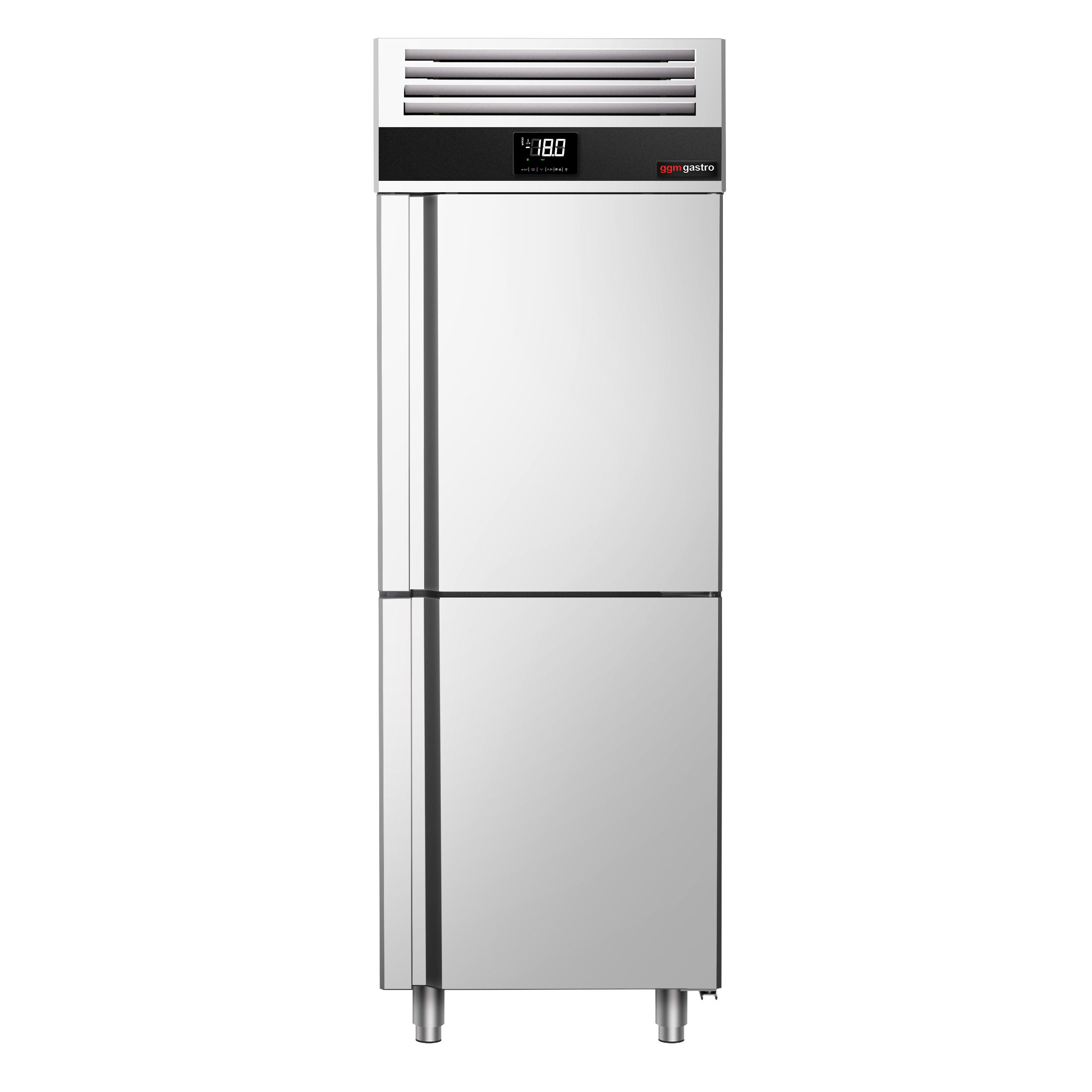 Armoire réfrigérée négative en acier inoxydable PREMIUM - GN 2/1 - 700 L - avec 2 demi-portes