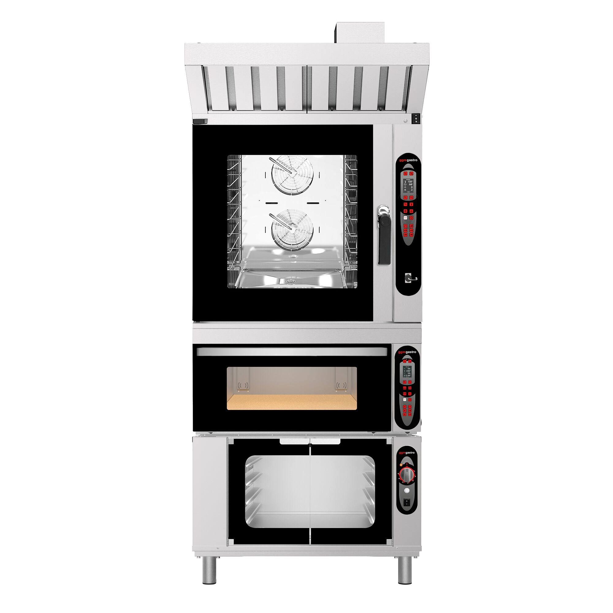Four mixte de boulangerie – Digital – 6x EN 600 × 400 – incl. système de lavage, hotte, four à étages & étuve 12x EN 600 × 400