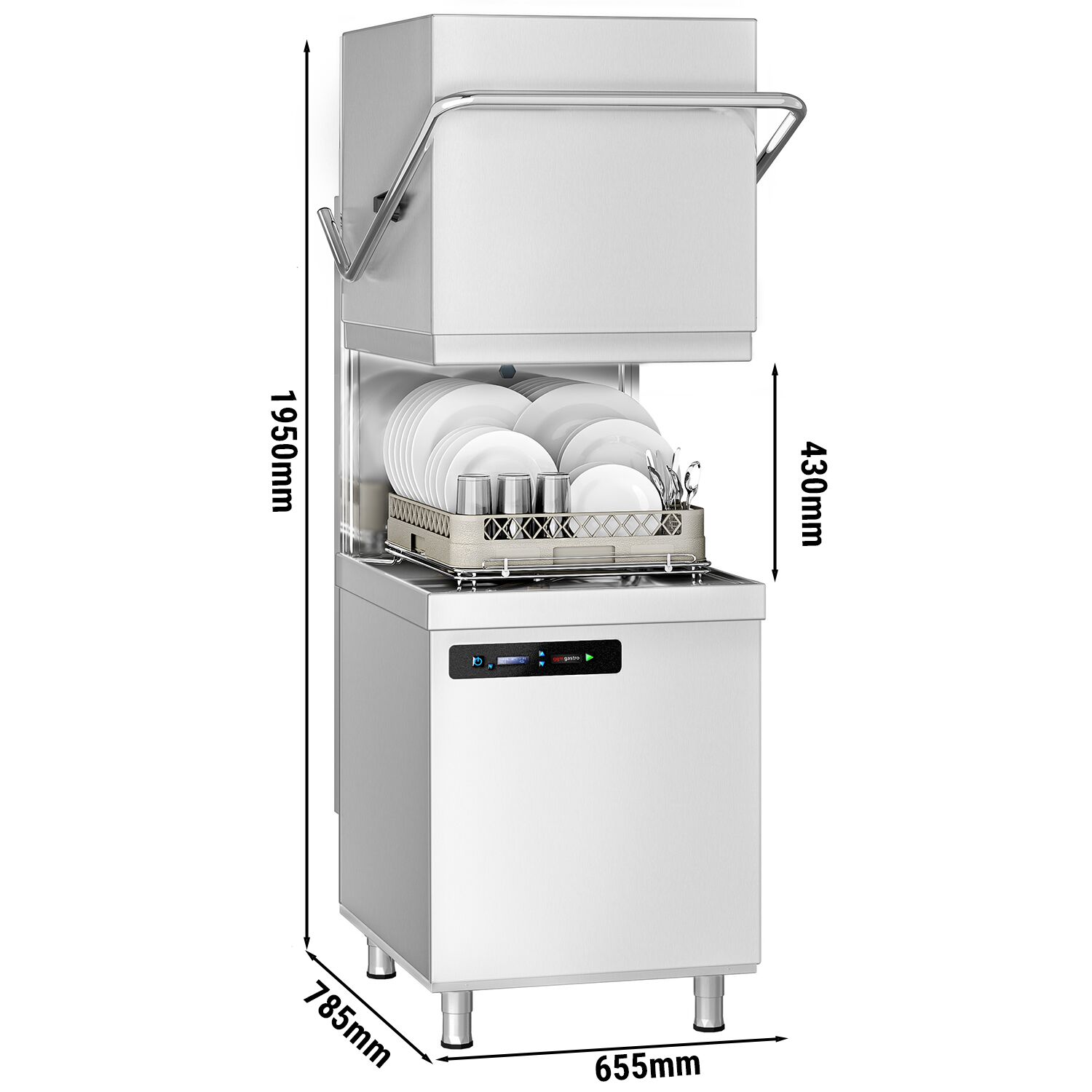 Lave-vaisselle à capot double paroi – Numérique – 7,1 kW – avec pompe de détergent, de rinçage et de vidange
