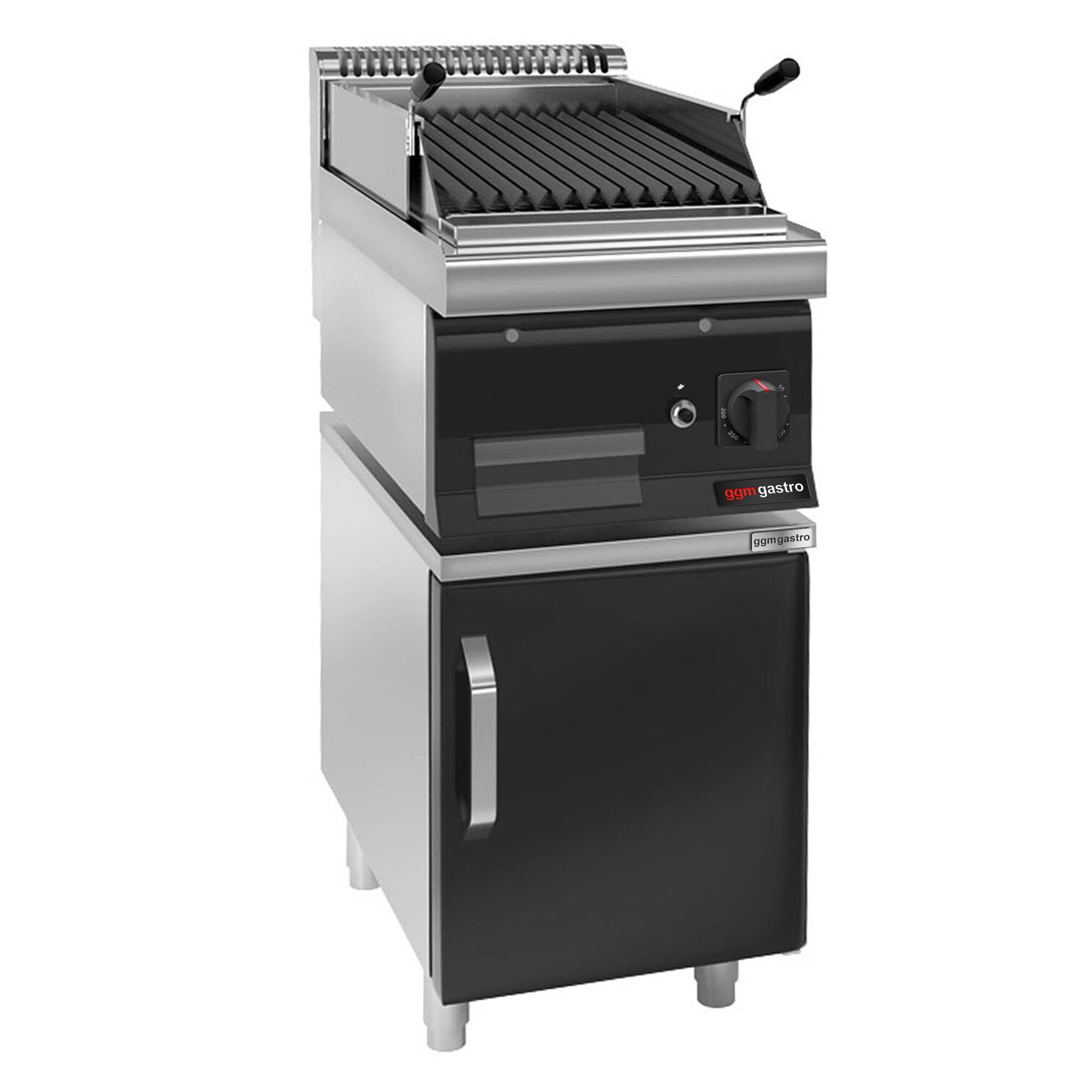 Grill à pierre de lave à gaz – 7 kW – grille inclinable – incl. soubassement avec 1 porte