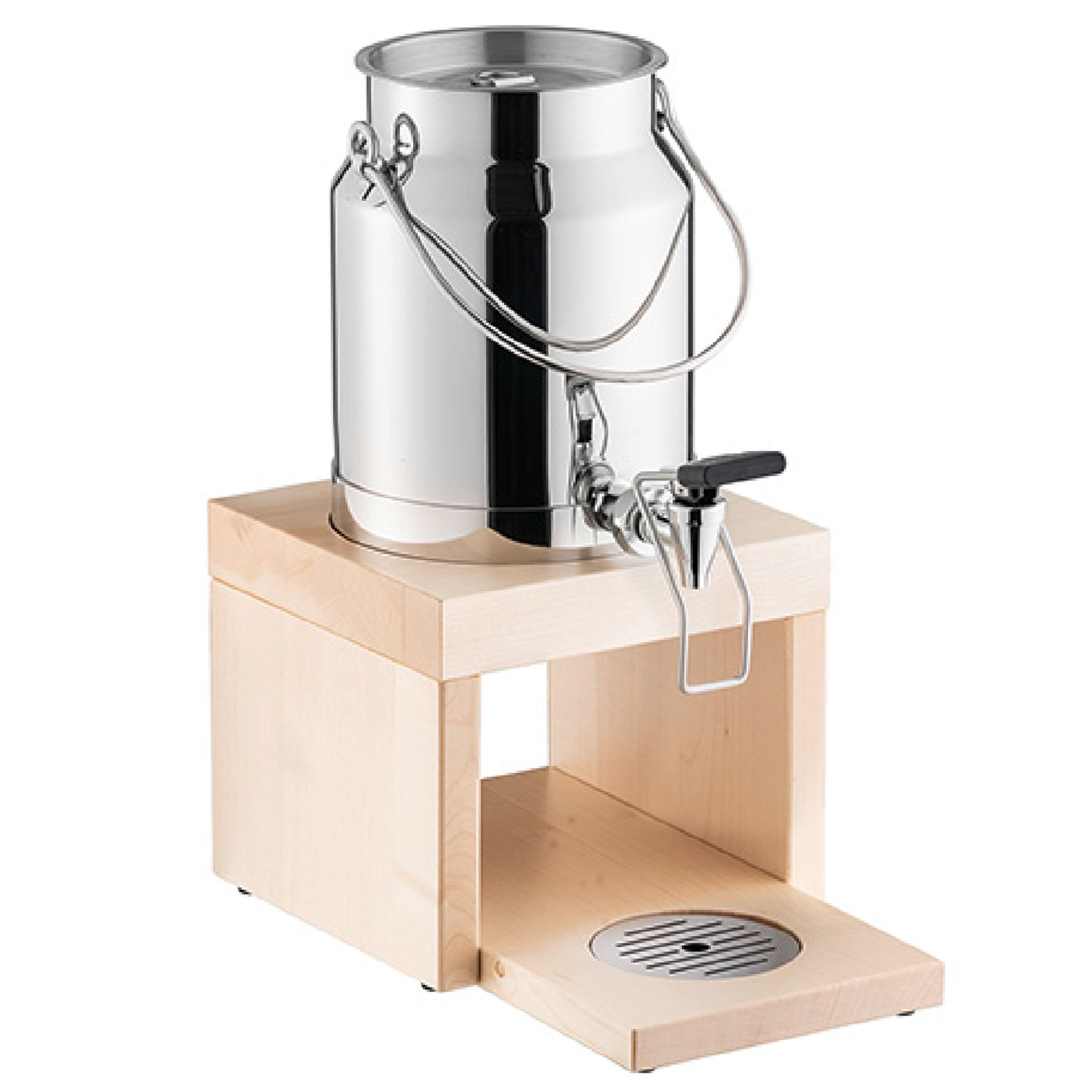 Distributeur de lait - BRIDGE - avec accumulateur de froid dans le socle, adaptateur sans contact - 3 L - Acier inoxydable, Bois