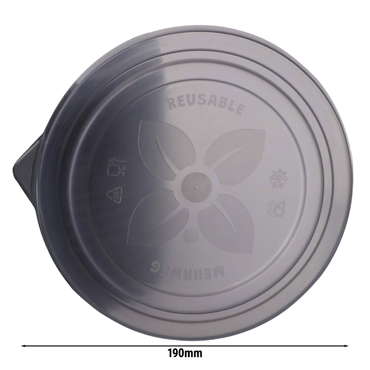 (60 pcs) Couvercle réutilisable - 190x190mm - Gris - compatible avec couvercles pour bols Ø185mm