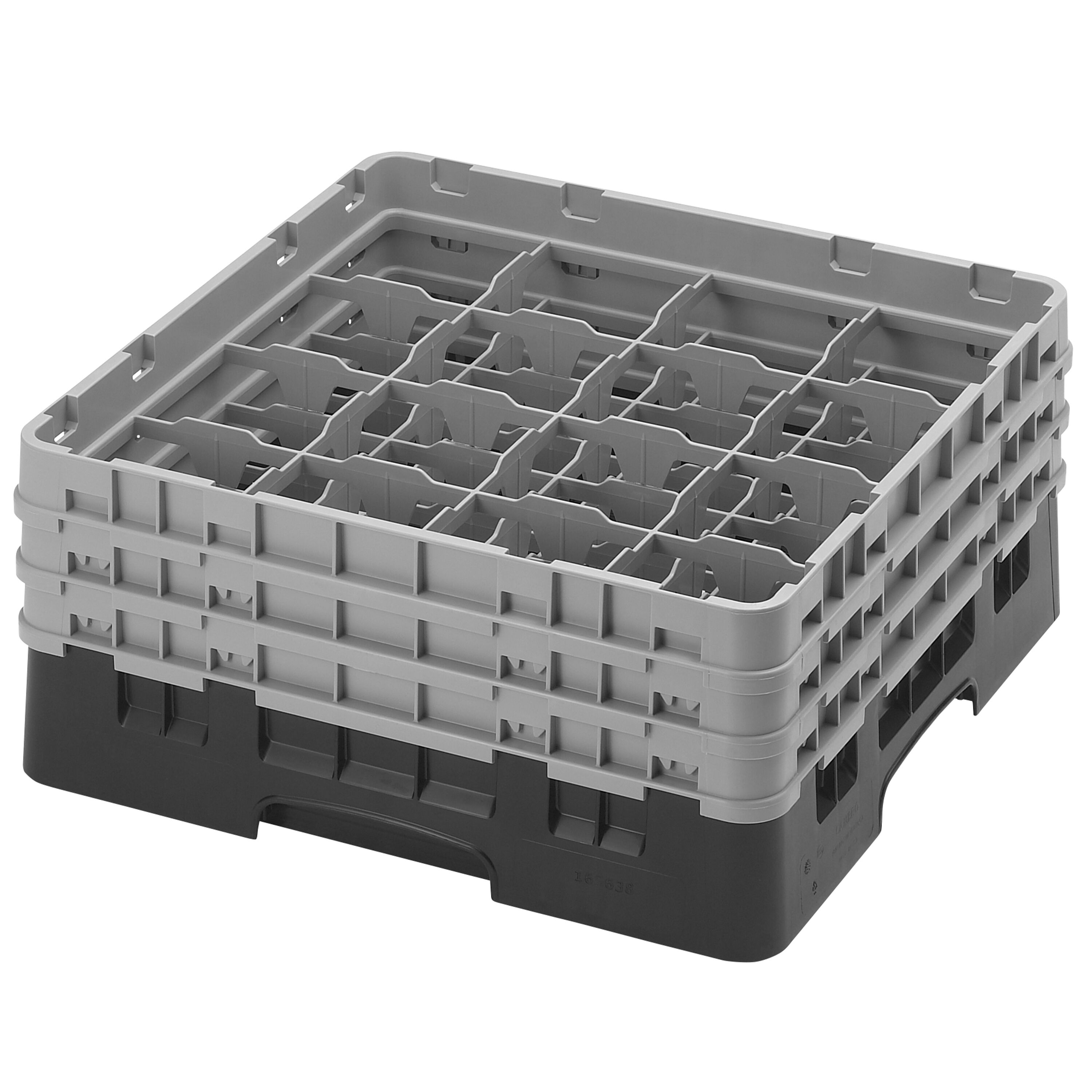 CAMBRO | CAMRACK® – Glasdiskkorg 1/1 – 16 fack – med 3 förlängare – 500x500 mm – Svart