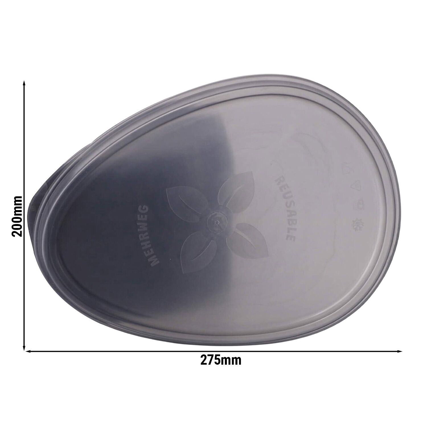 (60 pcs) Couvercle réutilisable - 275x200mm - Gris - compatible avec couvercle barquette 275x200mm