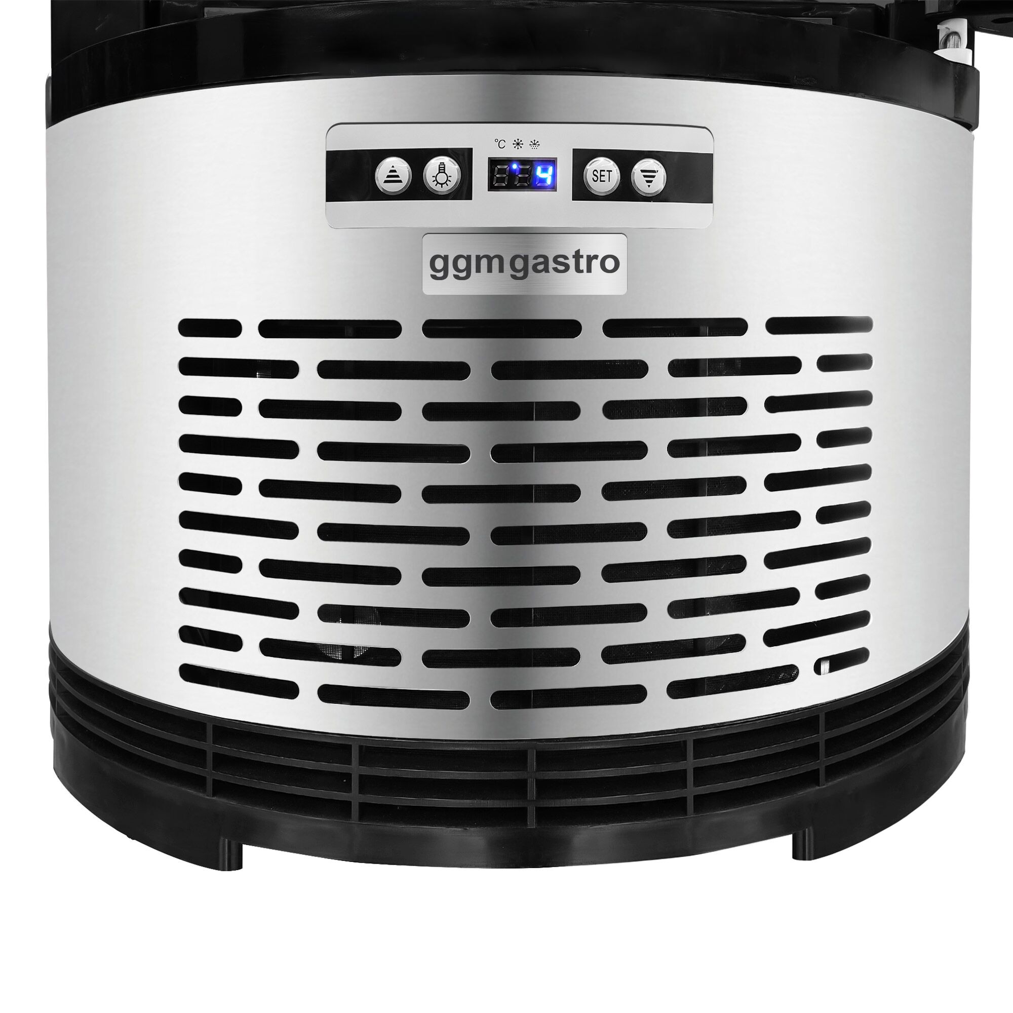 Vetrina refrigerata da banco - 100l - 480mm - Doppio vetro - vetro curvo - con 3 ripiani - 4 lati vetro