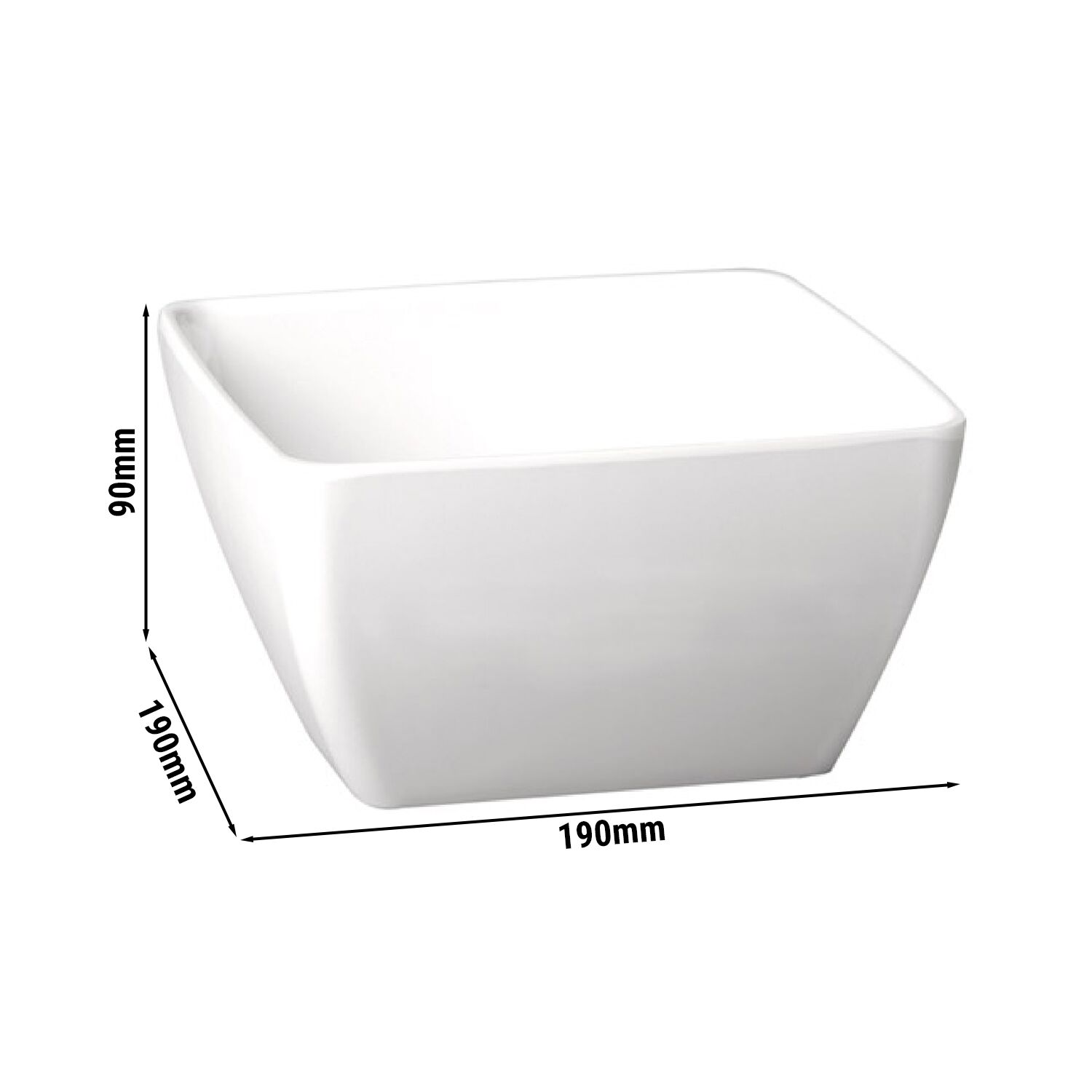 (6 pcs) Coupe - PURE - Mélamine - 1,5L - carré - lot de 6 - 190x190mm - Profondeur : 90mm - Blanc