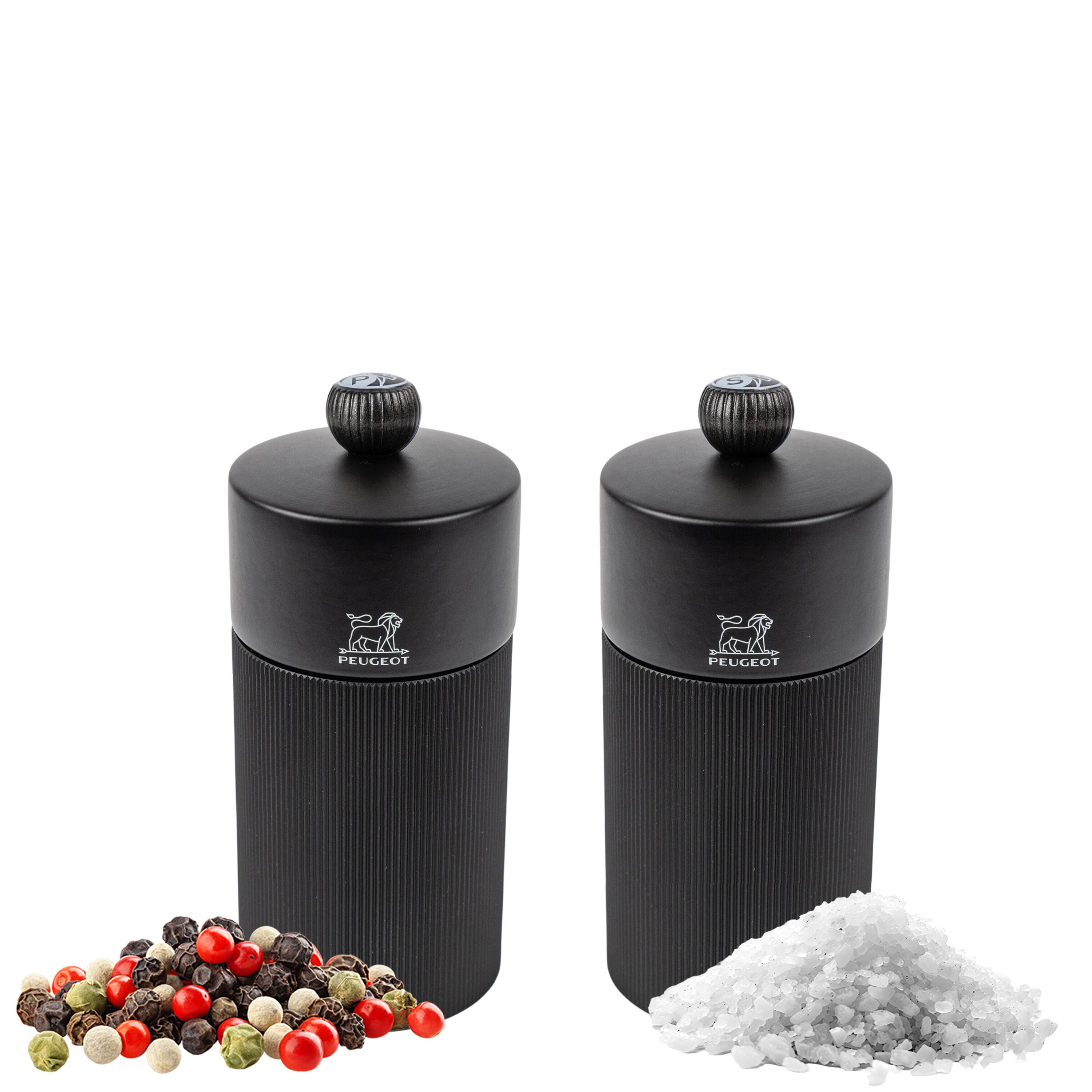 (6 pièces) PEUGEOT | NIGHT Chic Line – Moulin à sel & poivre – Hauteur : 120 mm – Noir mat