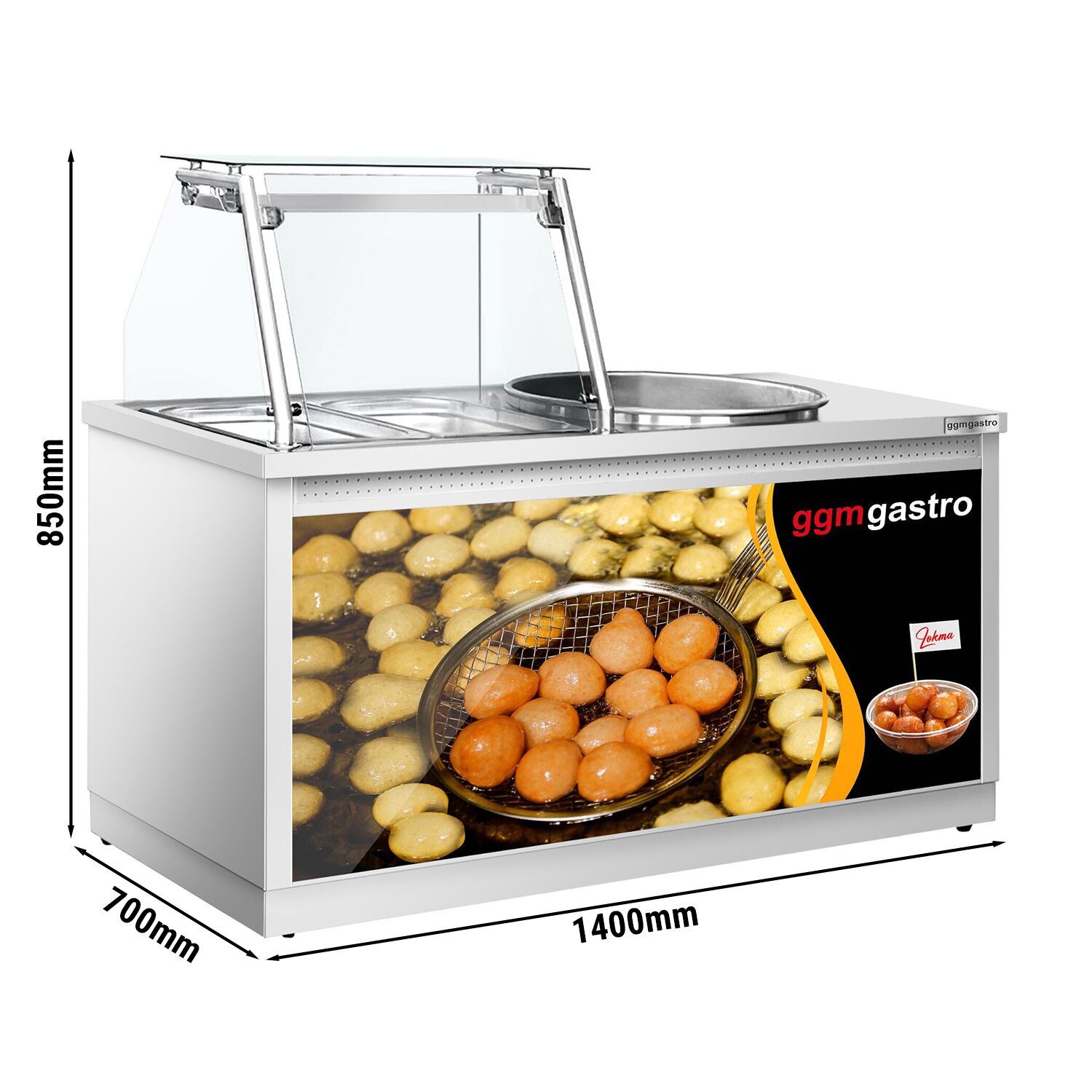 Table de friture pour donuts/Lokma - 1400x700x850-1320mm - 25L - Inox