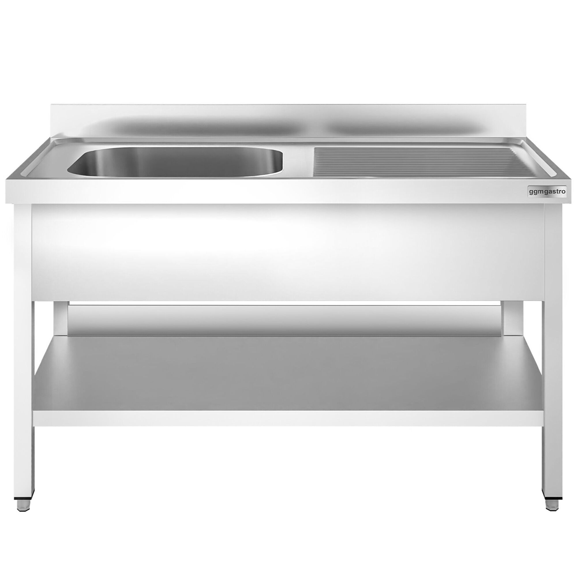 Plonge en inox PREMIUM - 1600x600mm - avec étagère basse - 1 bac à gauche