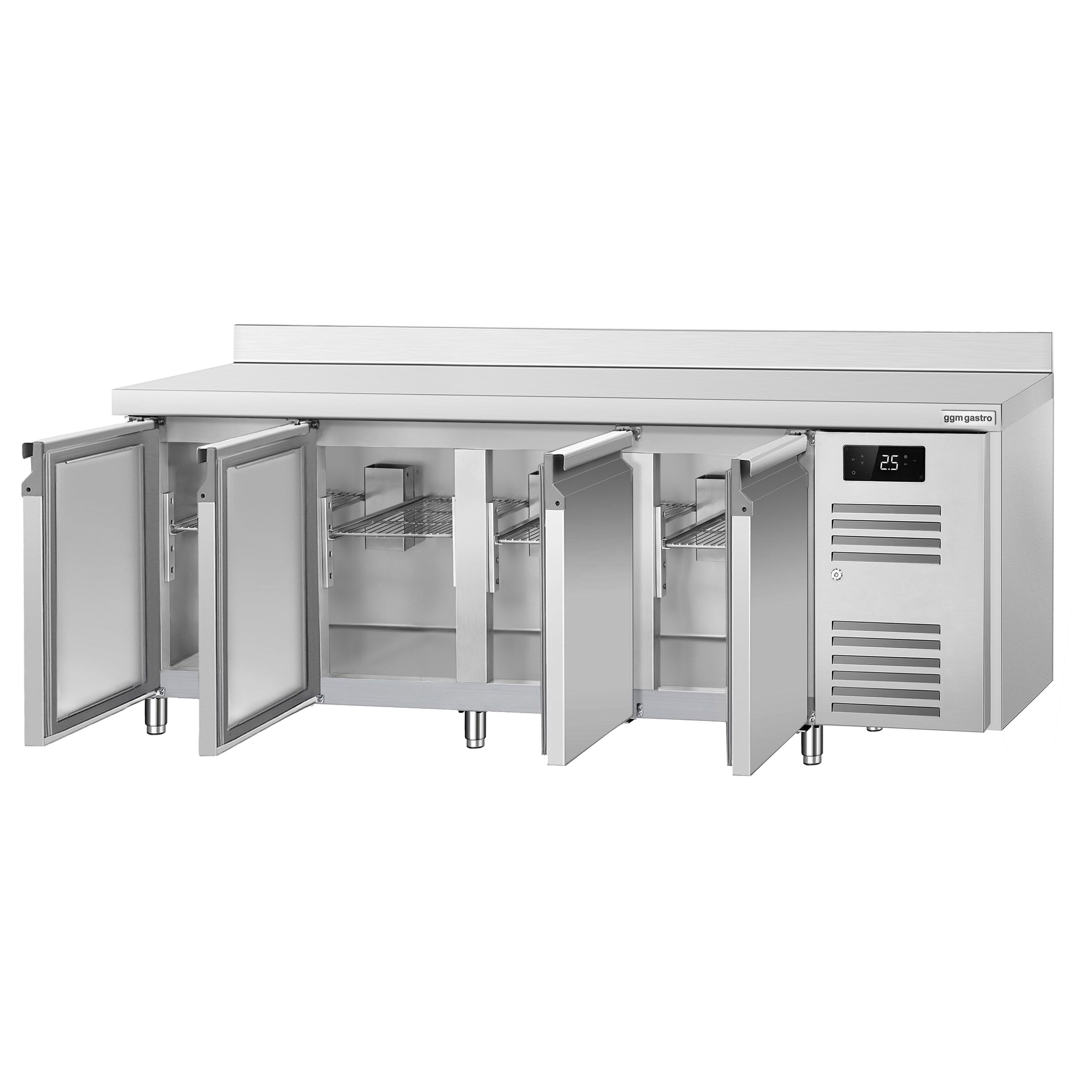 Table réfrigérée positive ECO - 2230x700mm - 4 portes - +0/+8°C - Compatibilité GN 1/1 - dosseret