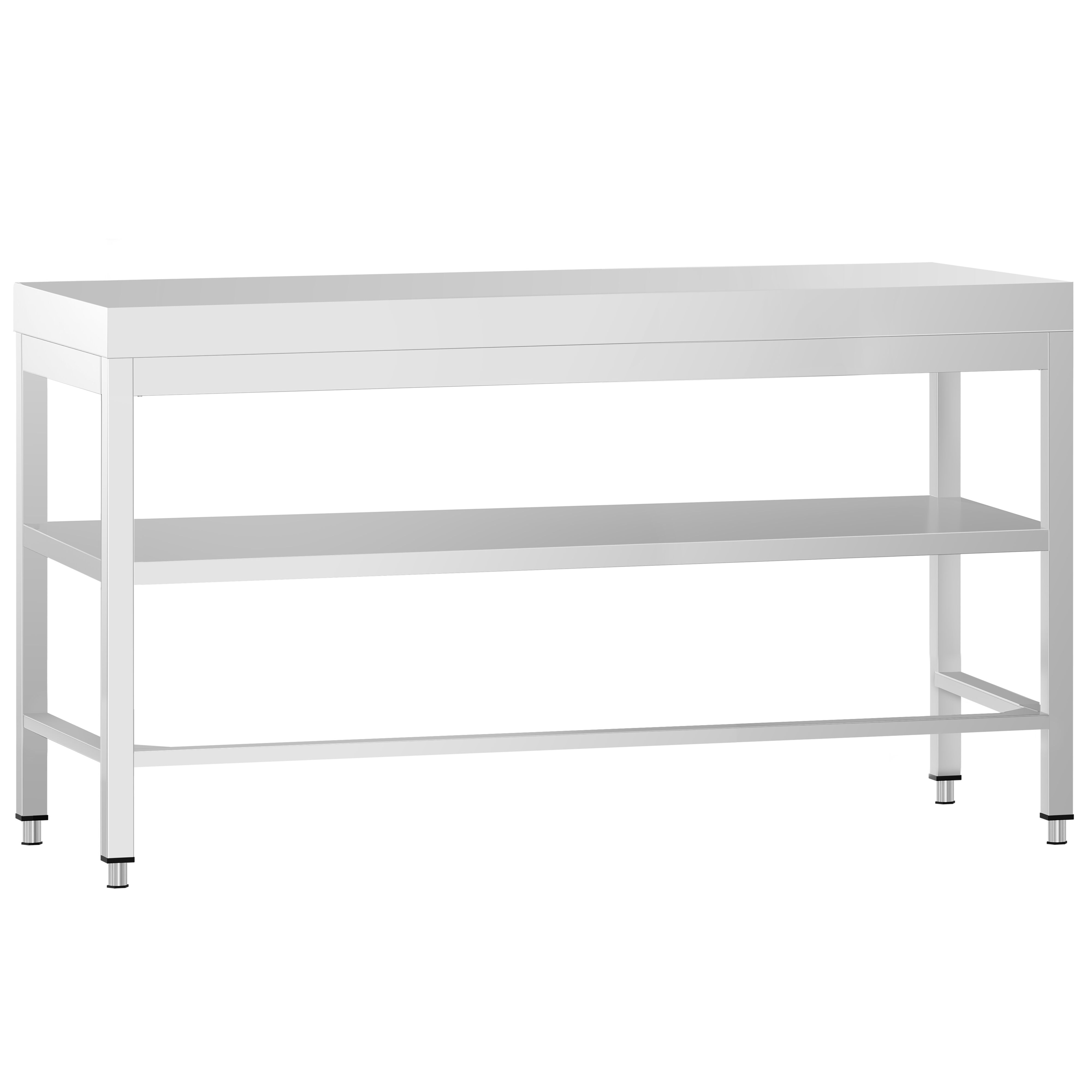 Table de travail en inox PREMIUM – 1800x800 mm – avec tablette inférieure et renforts