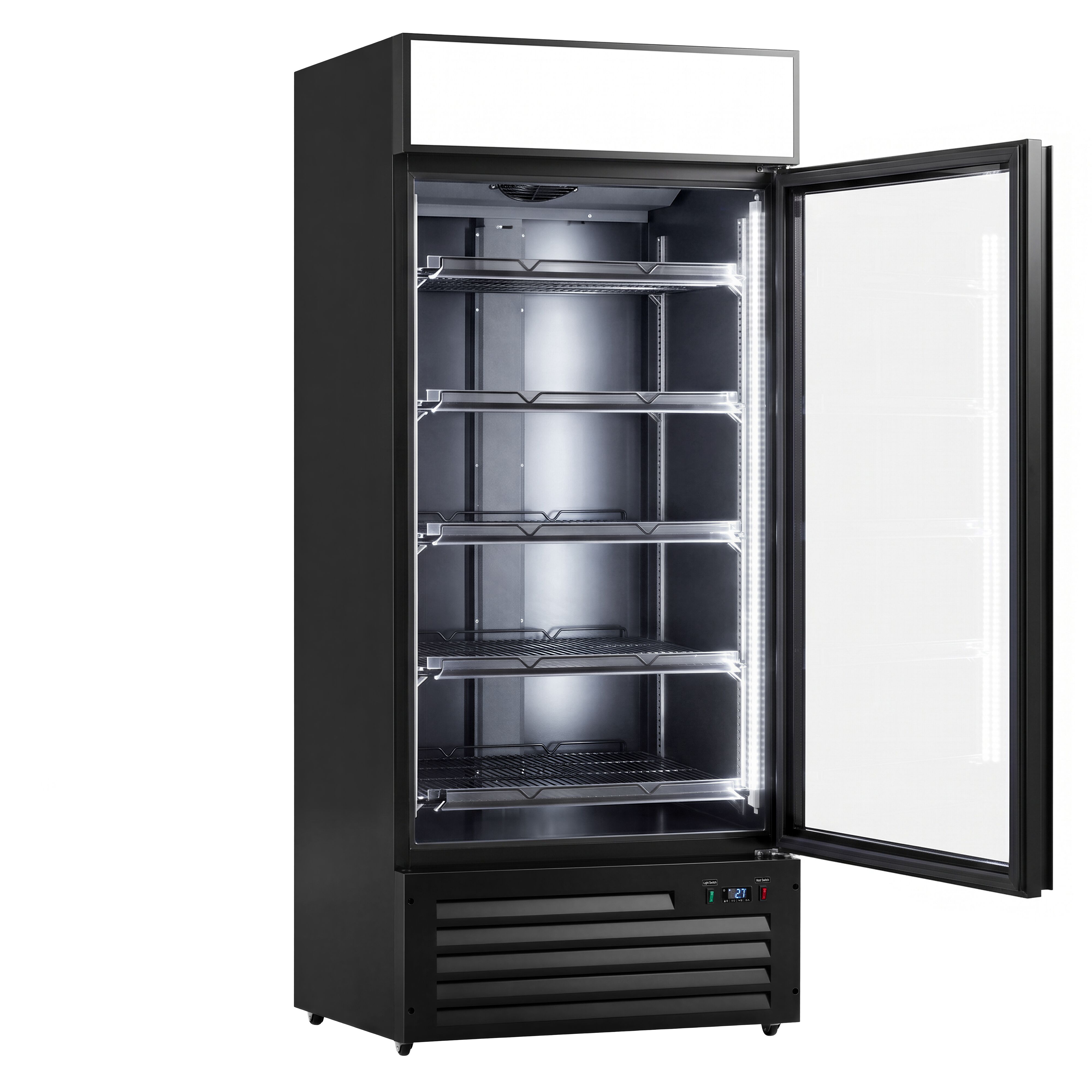 Beverage fridge - 800 litres - with 1 glass door & advertising display