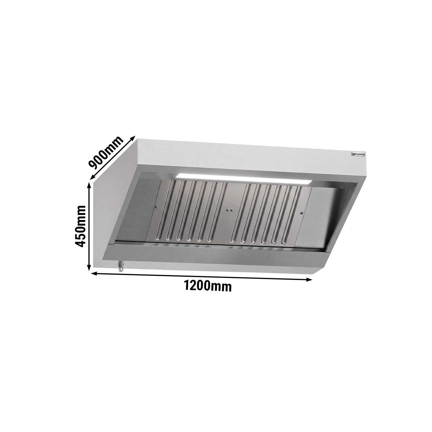 Hotte murale – 1200 mm – avec filtre et éclairage