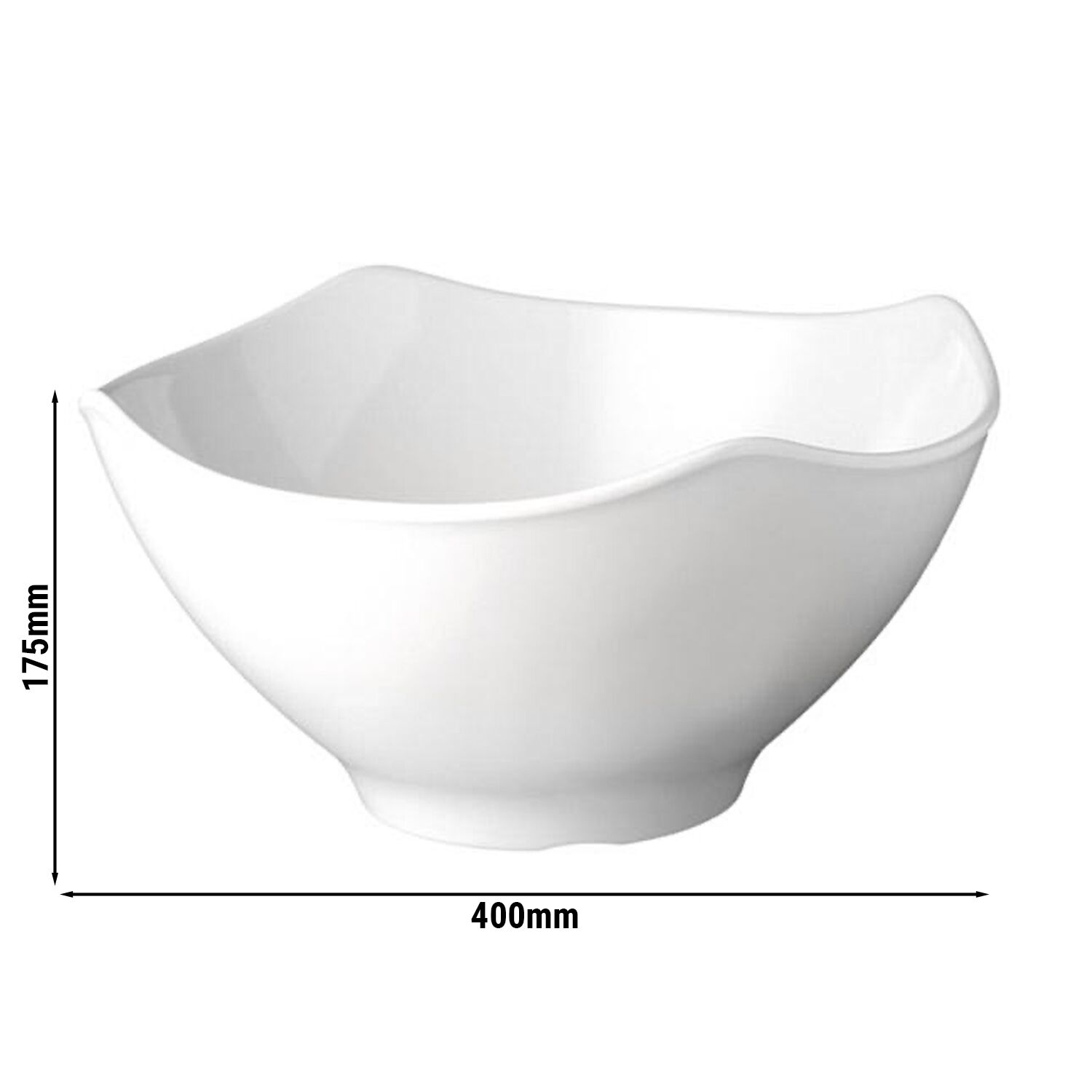 (6 pcs) Saladier - GLOBAL BUFFET - Mélamine - 8L - carré - 400x400mm - Profondeur : 175mm - Blanc