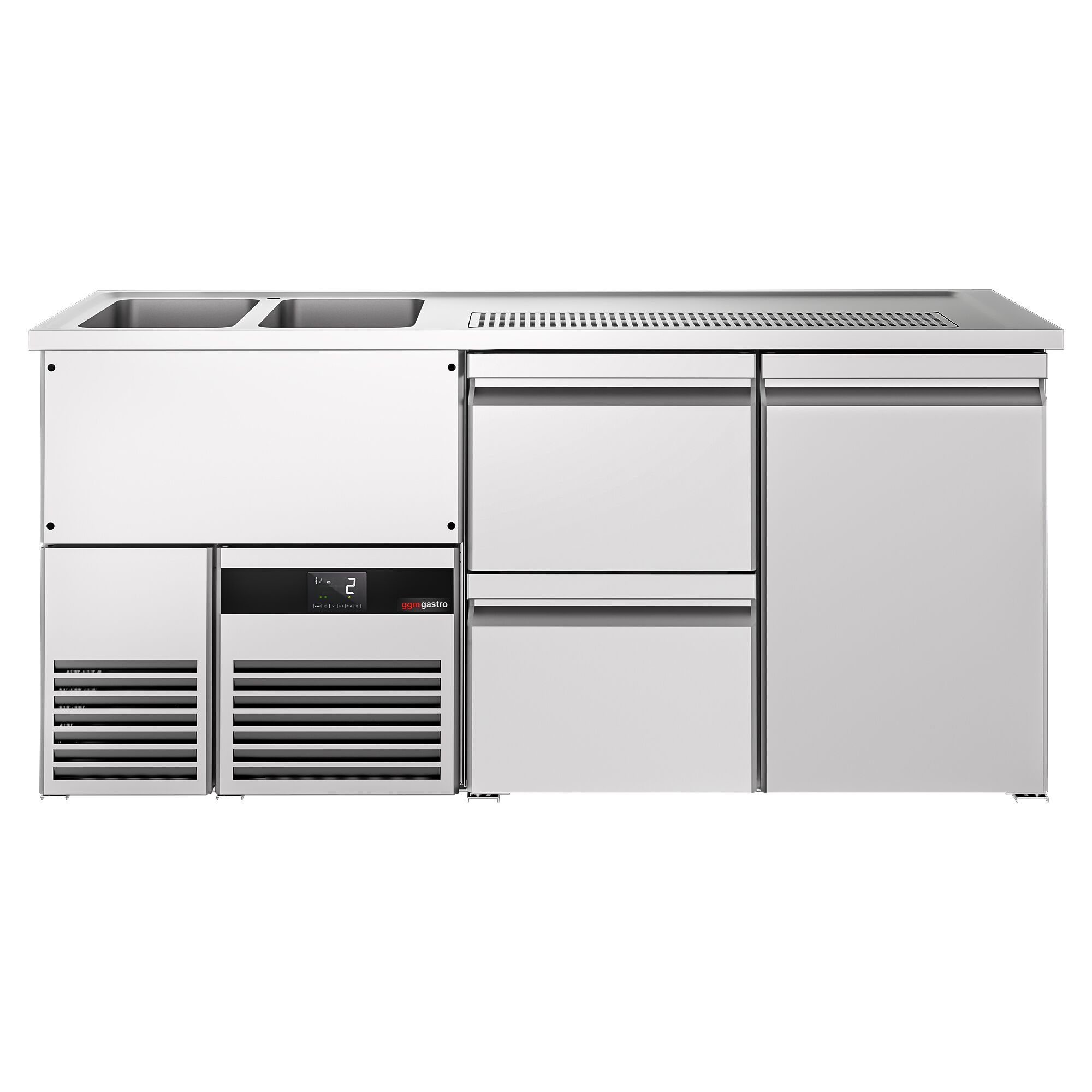 Comptoir de bar réfrigéré PREMIUM - 1950x700mm - 1 porte et 2 tiroirs