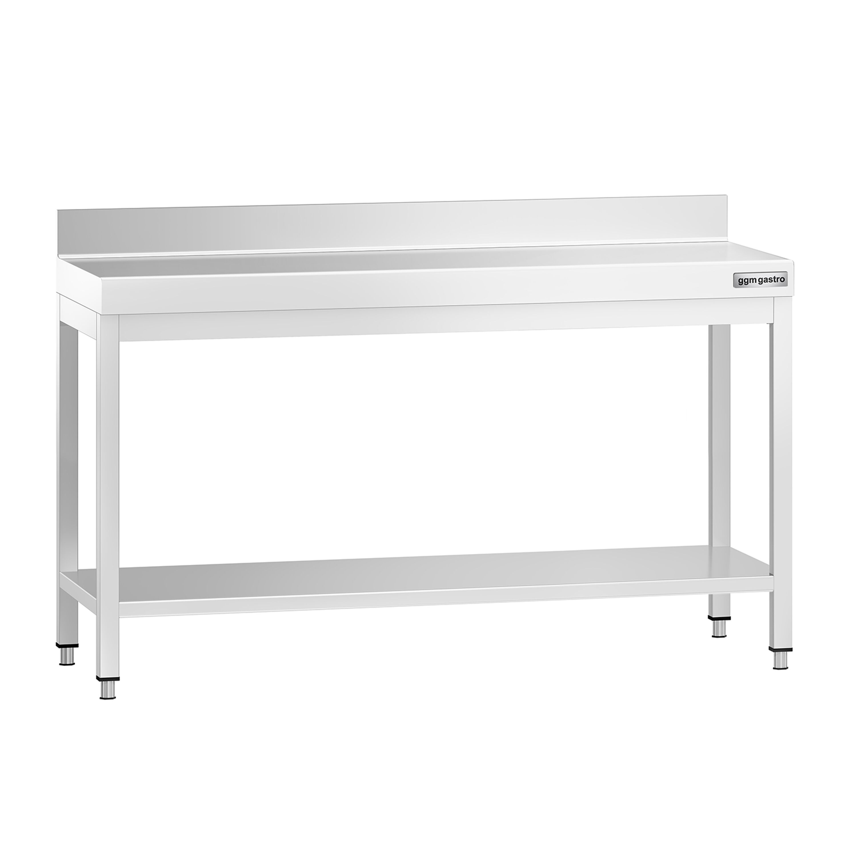 Table de travail inox PREMIUM - 1500 x 600 mm - avec tablette inférieure & Dosseret