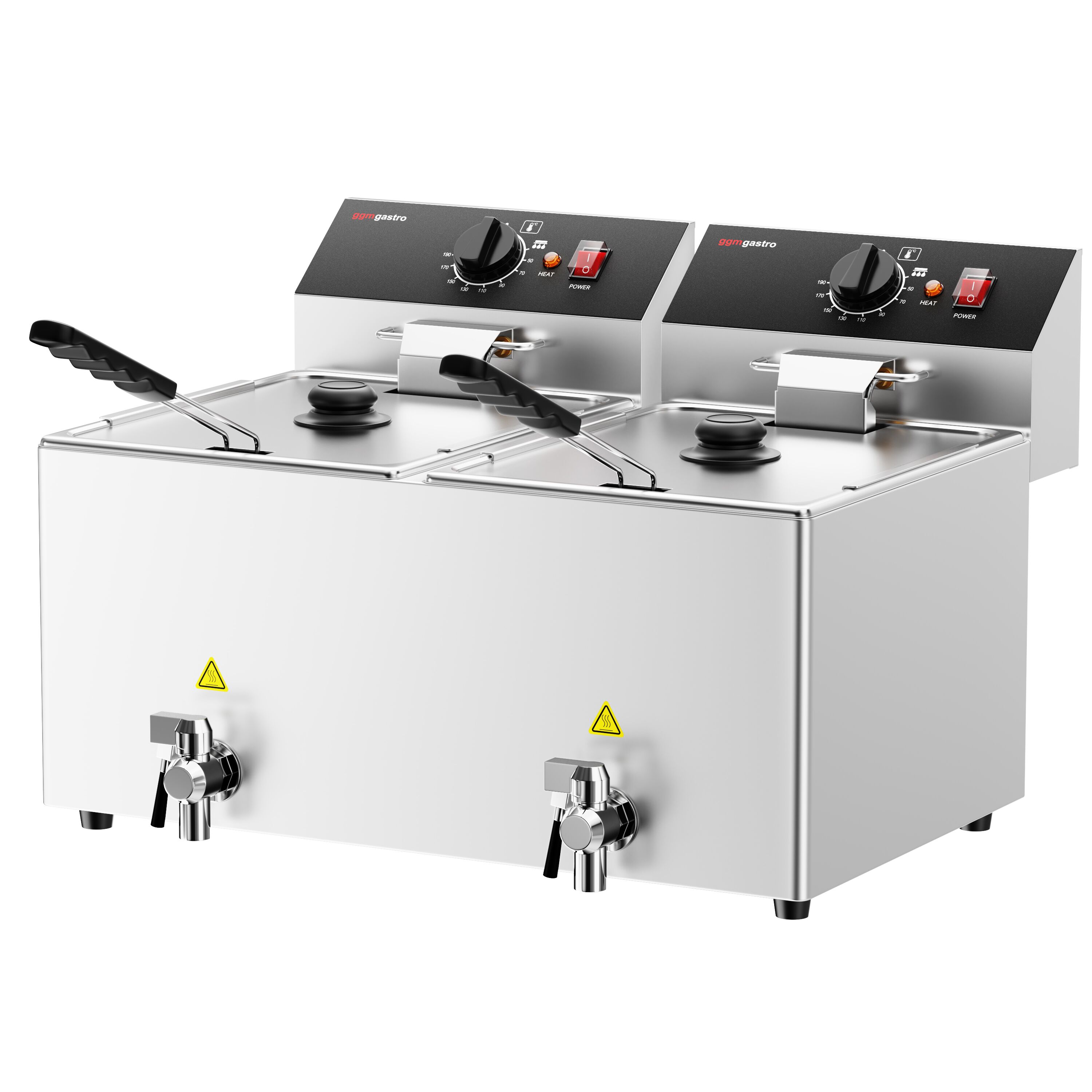 Friteuse électrique double – 12+12 litres – 6,5 kW – avec robinet de vidange