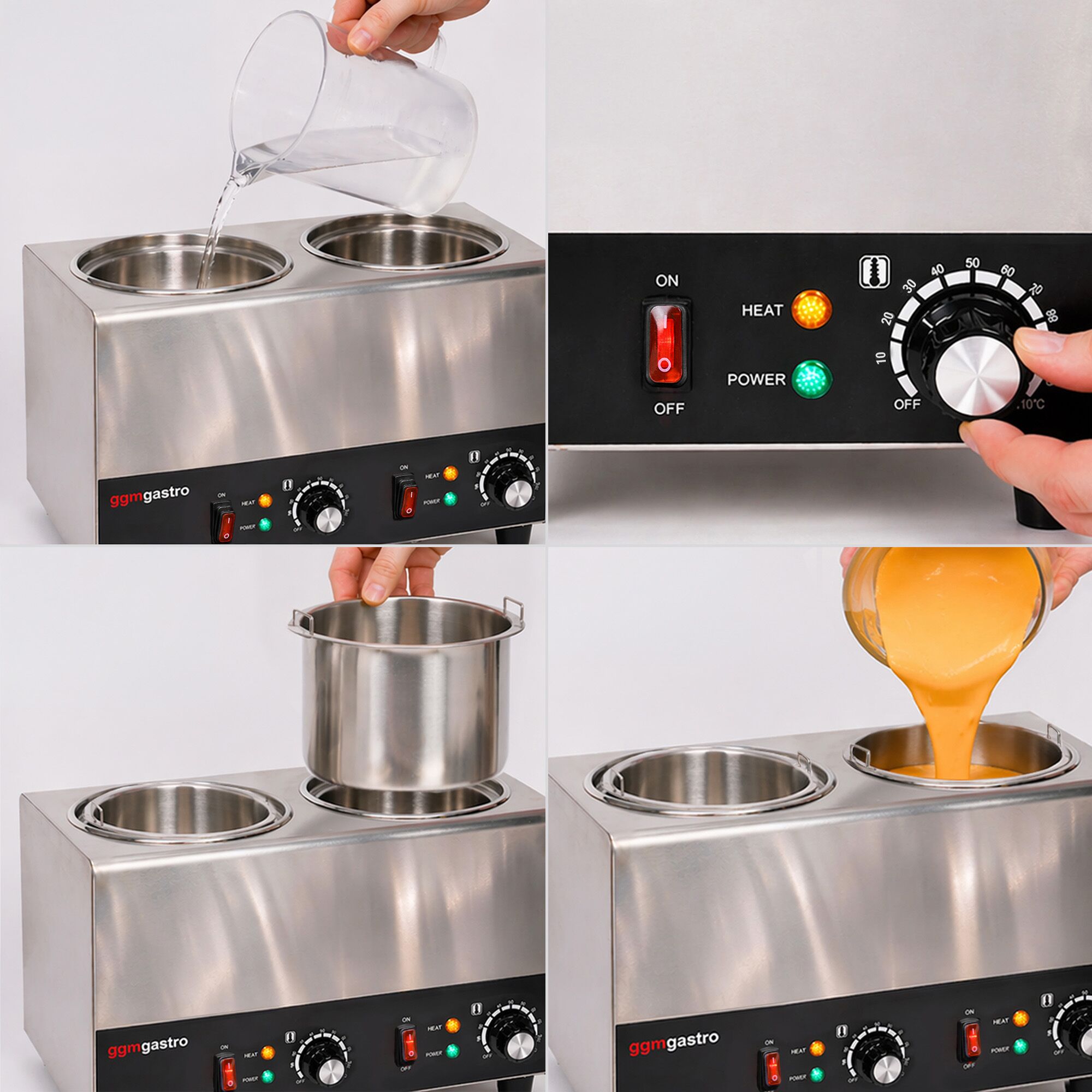 Distributeur de sauces chauffant - 1,2 kW - 2x 1,7 litres - incl. insert