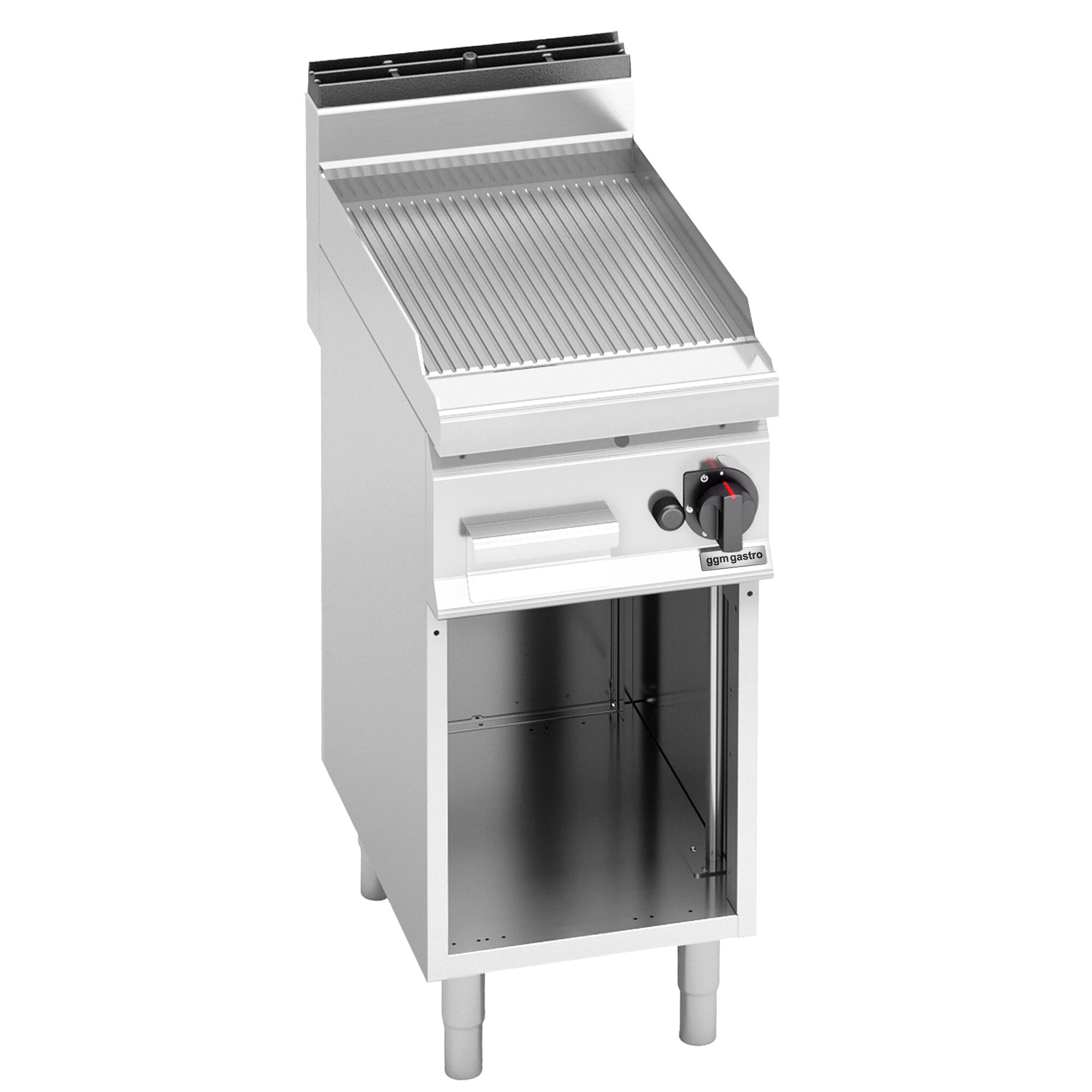 Commercial Gas Griddle - 6.9kW - Ribbed Plate - Cooking area: 395x500mm - on Stand