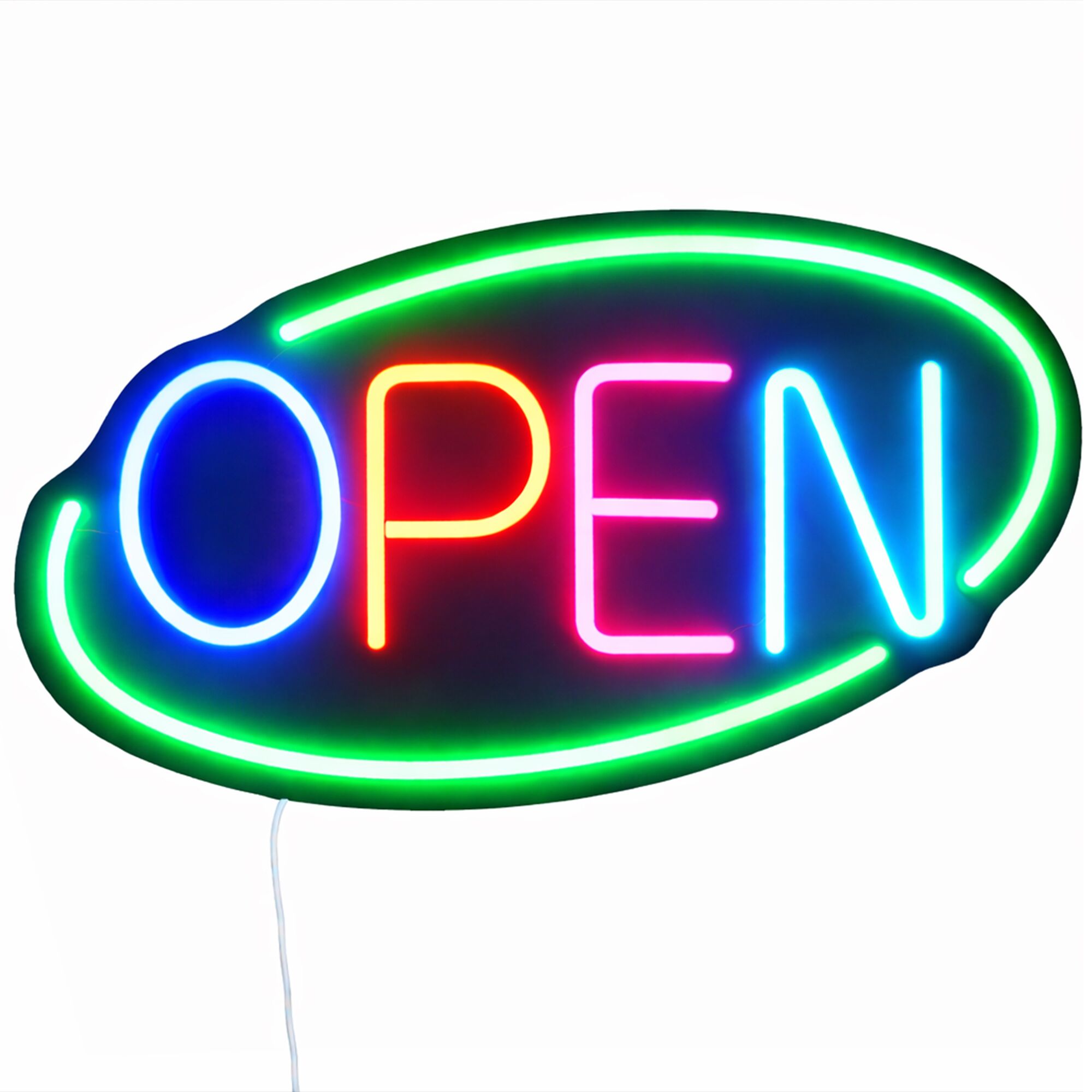 Enseigne lumineuse LED - OPEN - dimmable - Vert - Multicolore