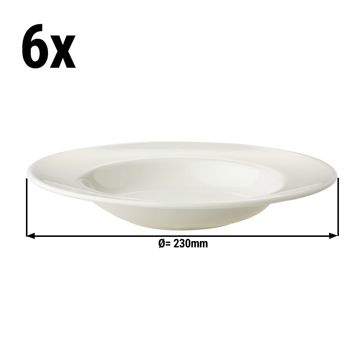 (6 pieces) LUX - Plate deep Maastricht - Ø 23 cm - Ivory