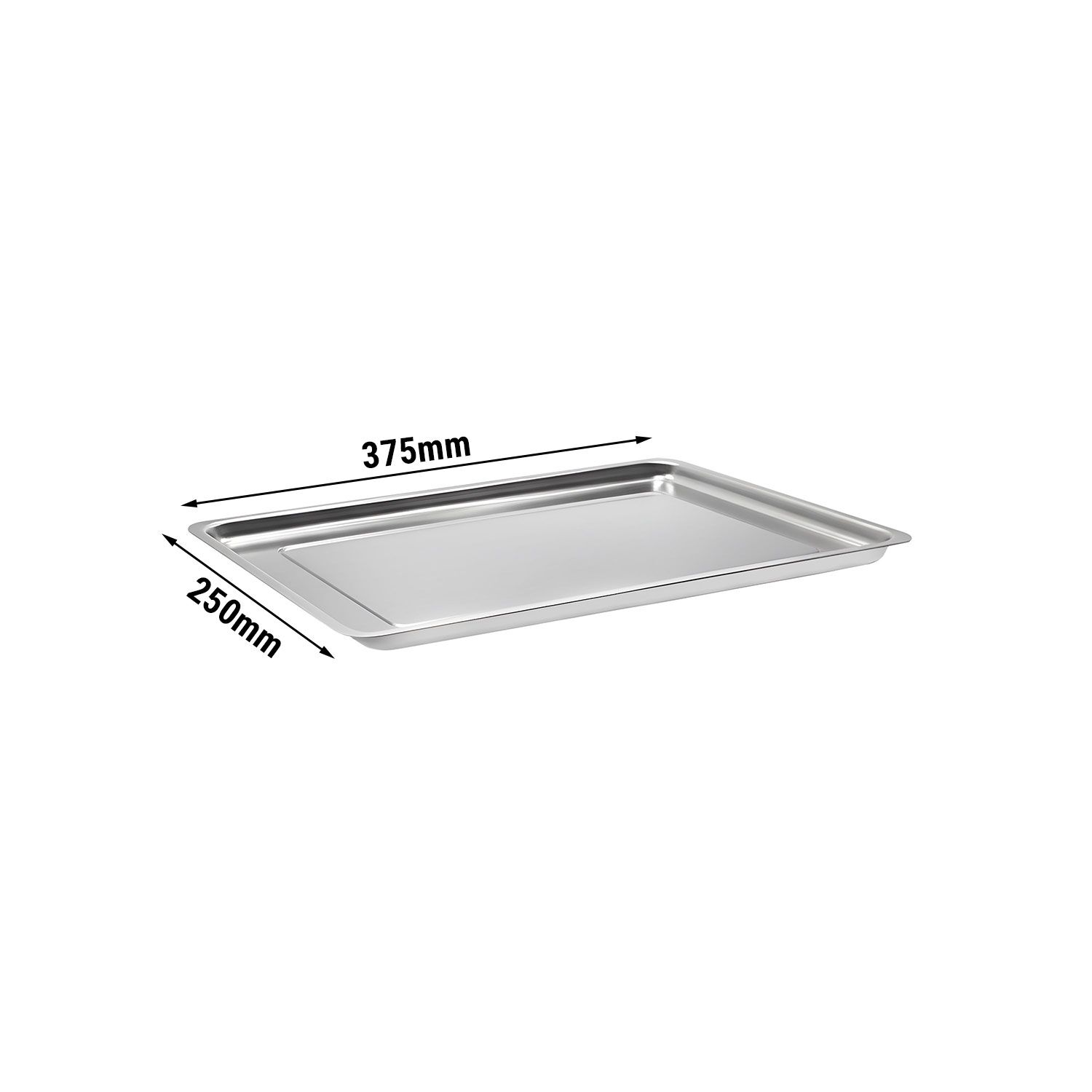Plateau de service avec rebord - Acier inoxydable - avec rebord - rectangulaire - 393x268x20mm