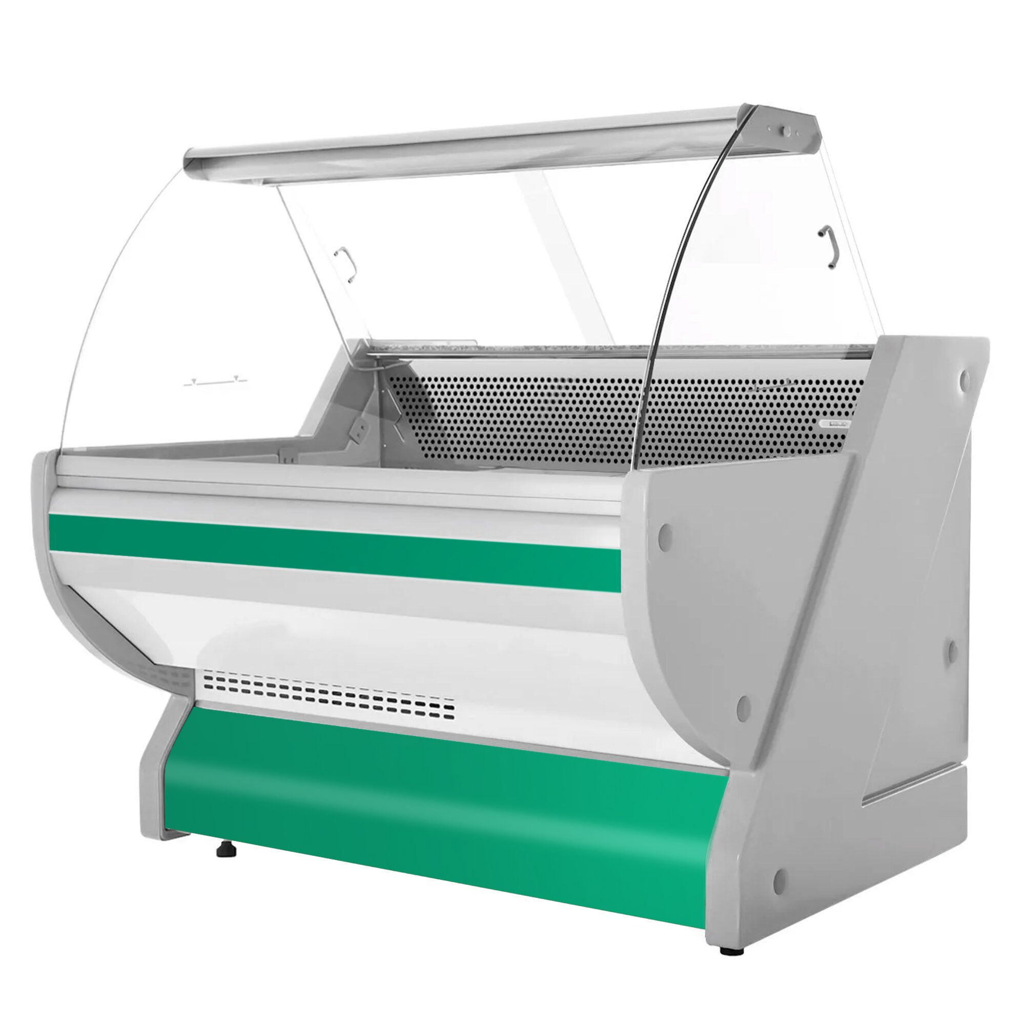 Serve Over Counter - 1325x1150mm - curved front glass - granite worktop - green front - capacity 260 litres