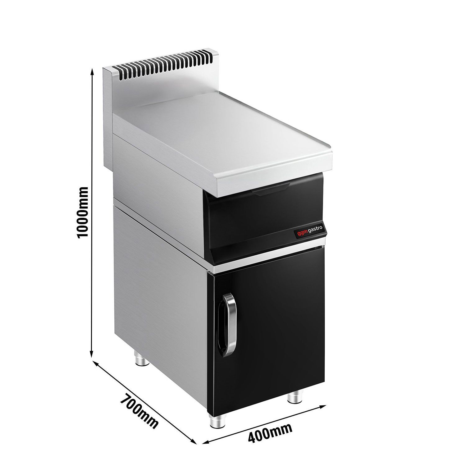 Neutral Element & Substructure Commercial Neutral Element - with Drawer - with Substructure Mario 700 - 400x700x1000mm - Stainless Steel AISI 304 - 1 door - Series Mario 700