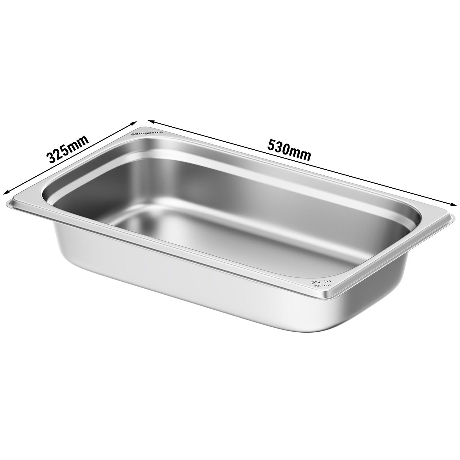 Bac GN 1/1 en inox - Hauteur : 100 mm