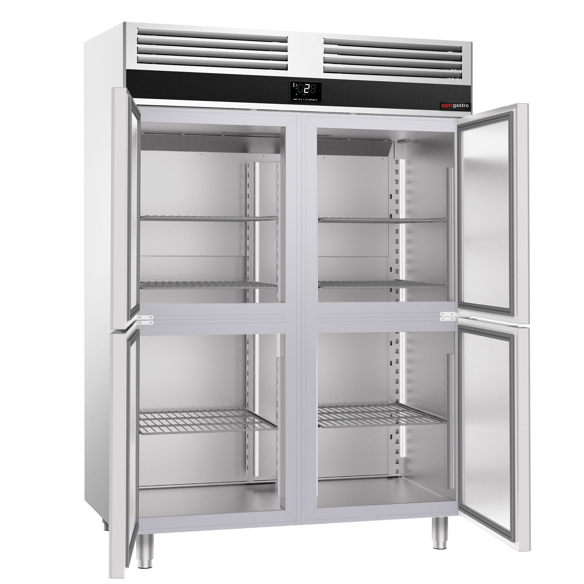 Armoire réfrigérée positive Inox AISI 304 PREMIUM - GN 2/1 - 1400 L - avec 4 demi-portes