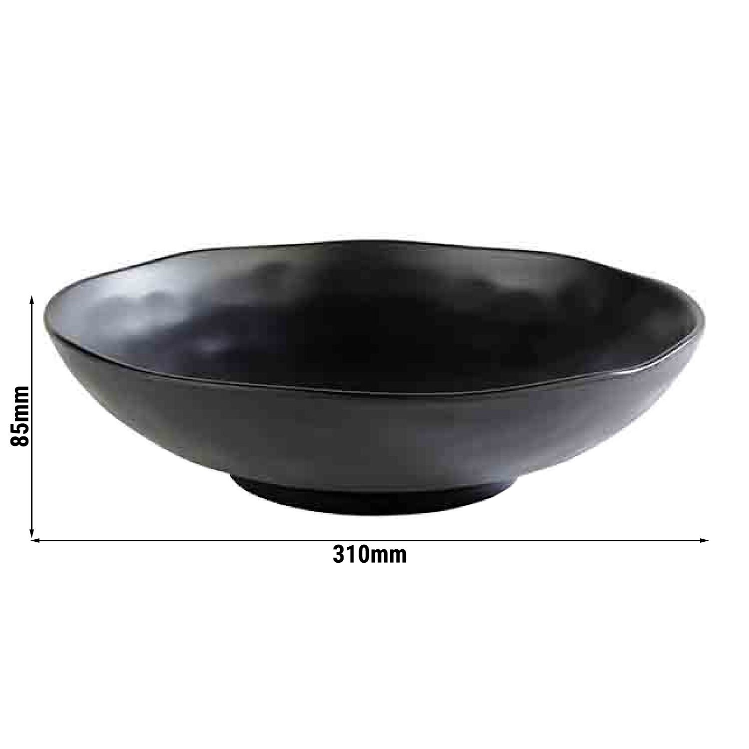 (6 stuks) Kom - ZEN - Melamine - 2,5L - rond - Ø310mm - stapelbaar - Zwart