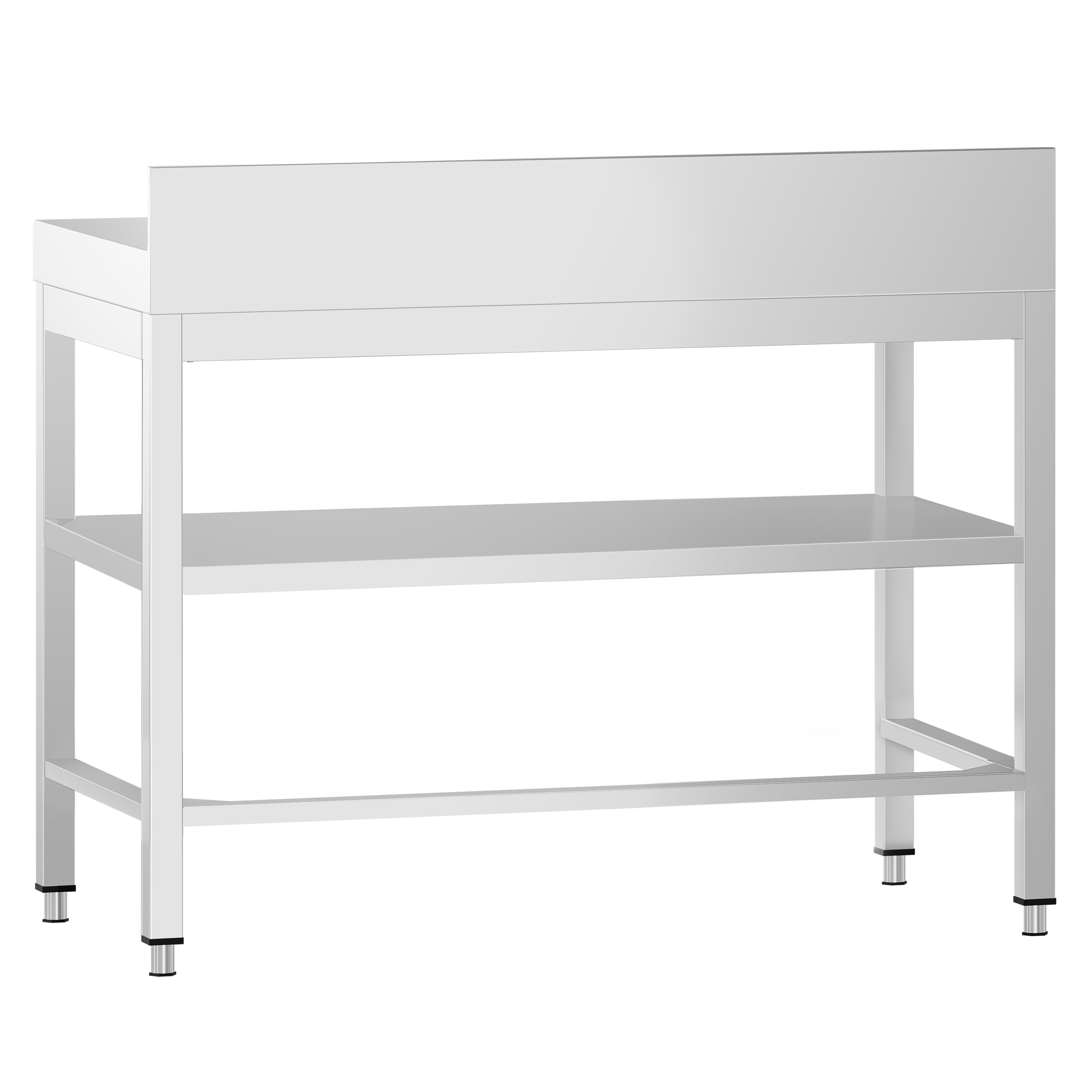 Table de travail en inox PREMIUM – 800x600 mm – avec tablette inférieure, dosseret et renforts